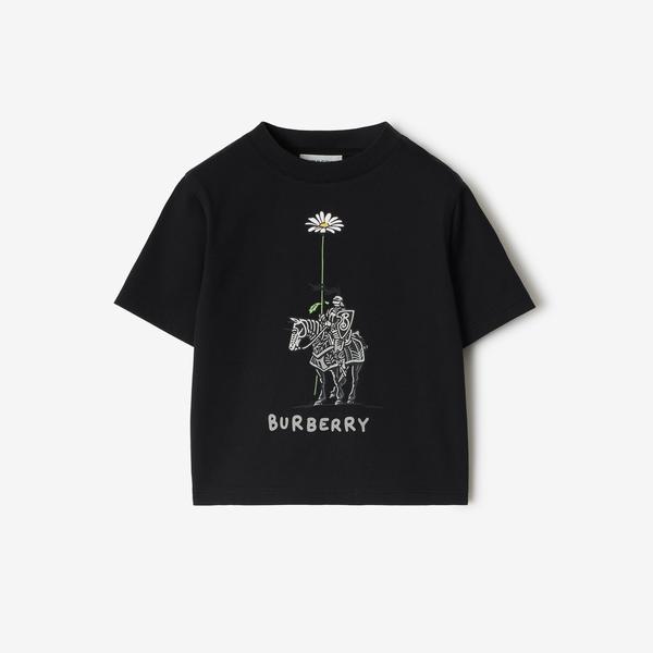 Burberry Cedar Knight Daisy Cotton Çocuk Siyah T-Shirt