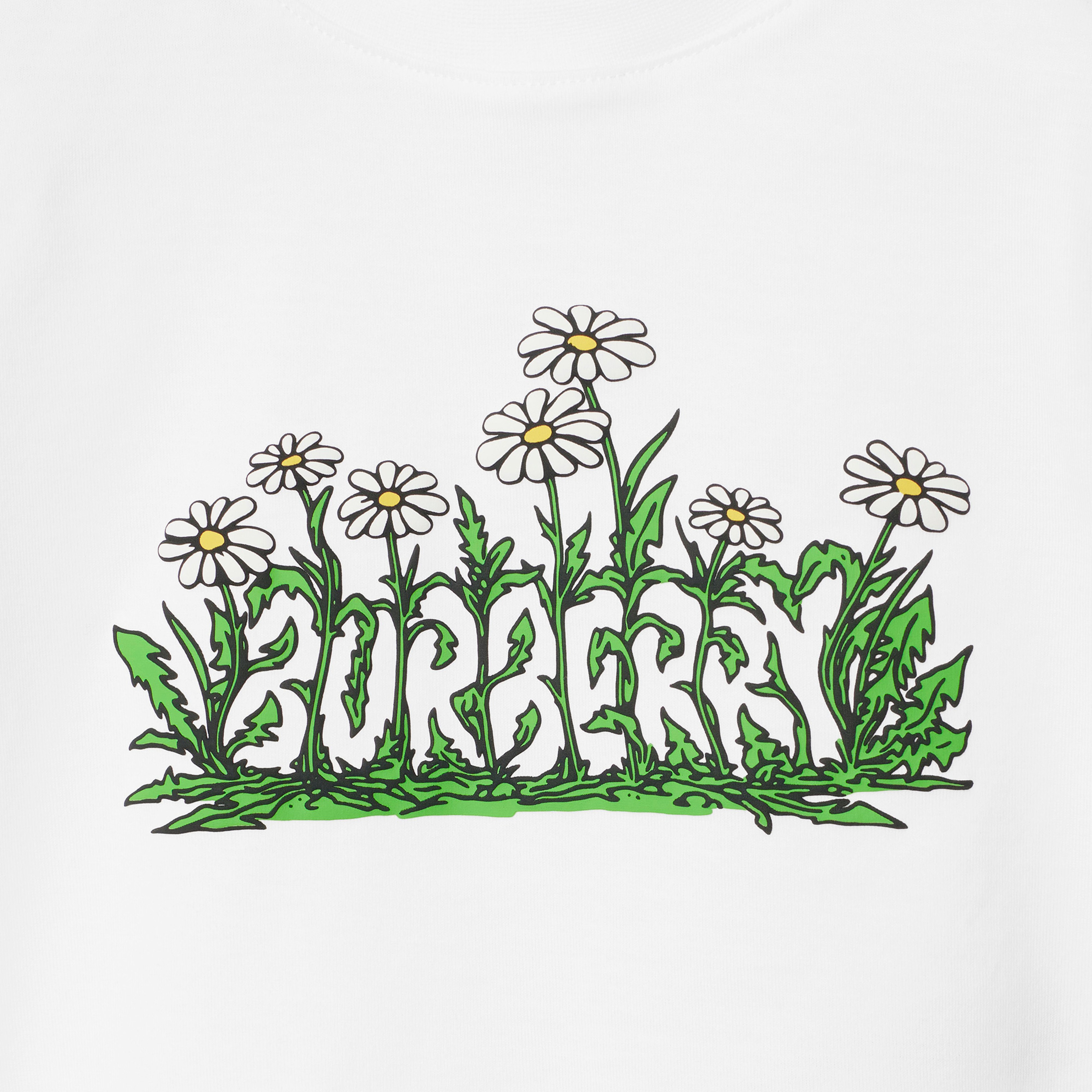 Burberry Cedar Daisy Logo Cotton Çocuk Beyaz T-Shirt