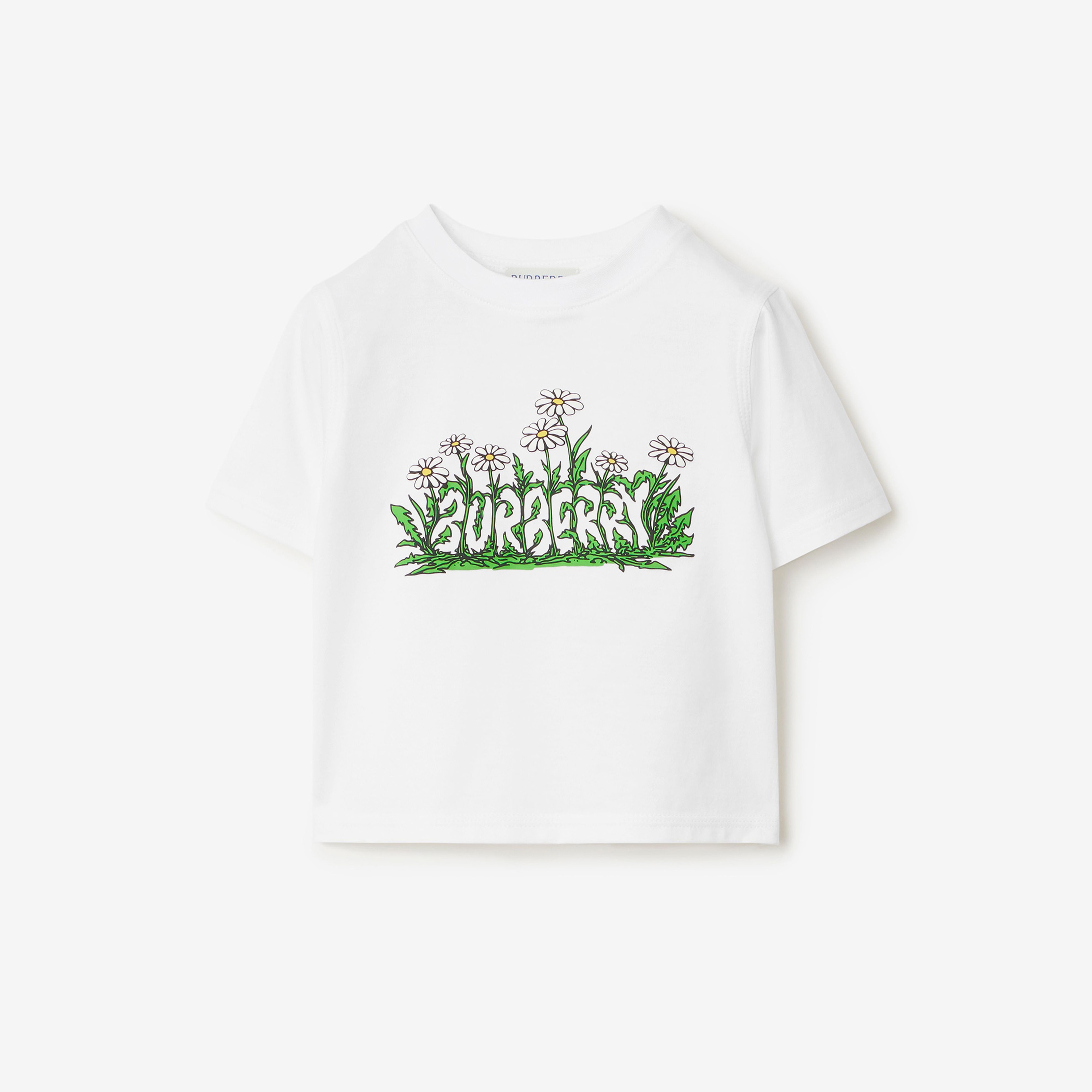 Burberry Cedar Daisy Logo Cotton Çocuk Beyaz T-Shirt