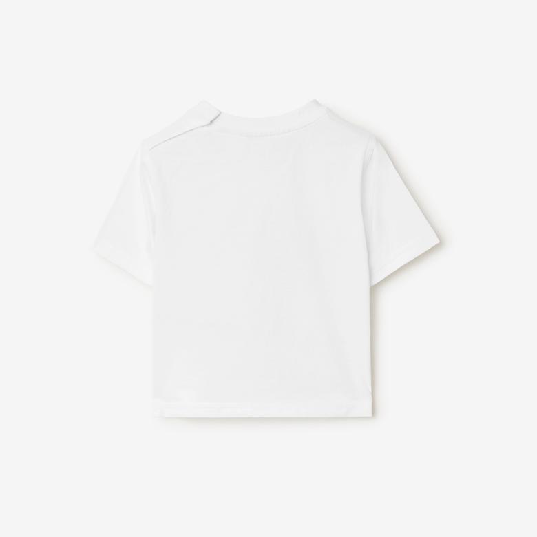 Burberry Cedar Daisy Logo Cotton Çocuk Beyaz T-Shirt