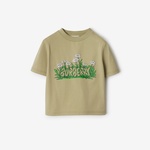 Burberry Cedar Daisy Logo Cotton Çocuk Bej T-Shirt