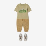 Burberry Cedar Daisy Logo Cotton Çocuk Bej T-Shirt