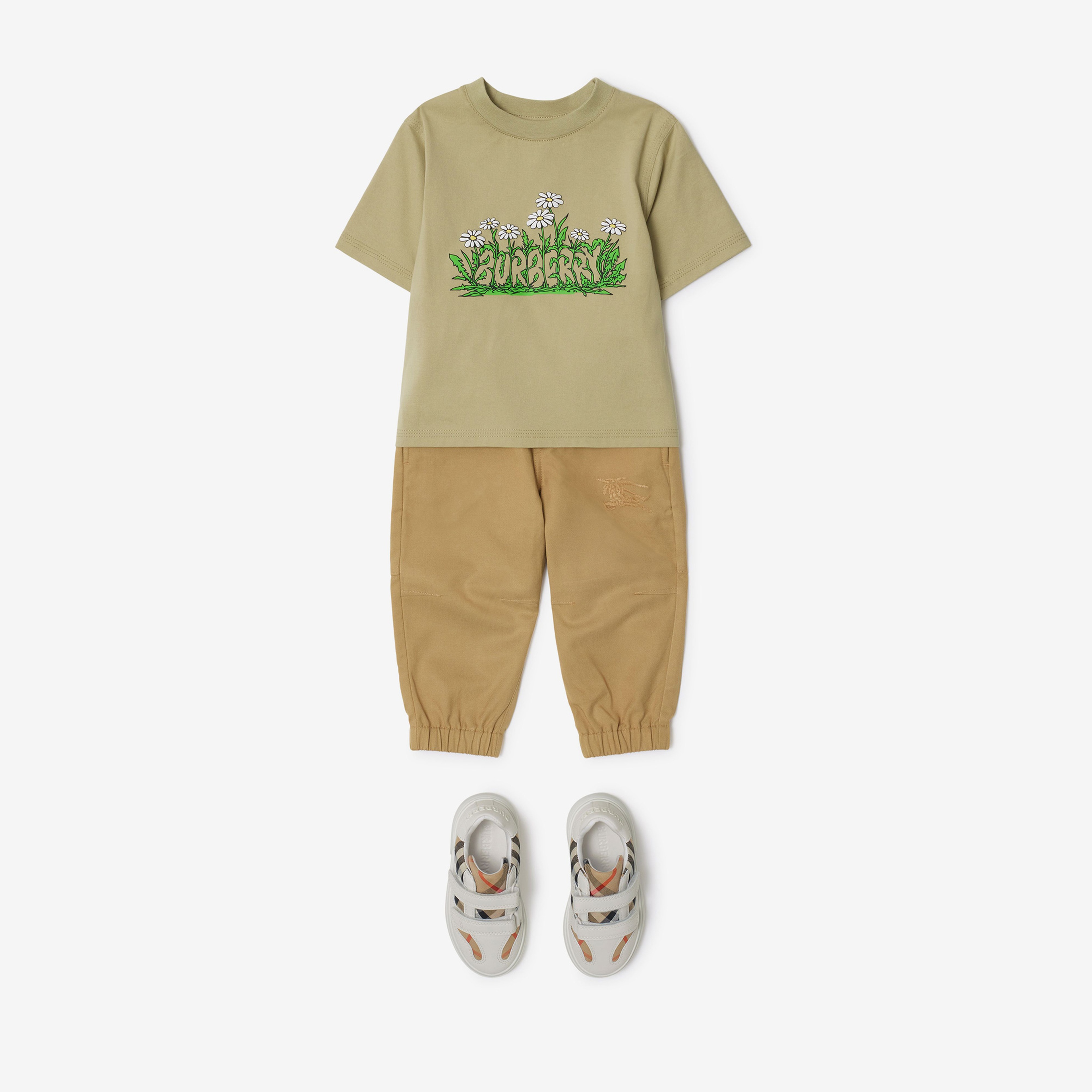 Burberry Cedar Daisy Logo Cotton Çocuk Bej T-Shirt