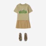 Burberry Cedar Daisy Logo Cotton Çocuk Bej T-Shirt