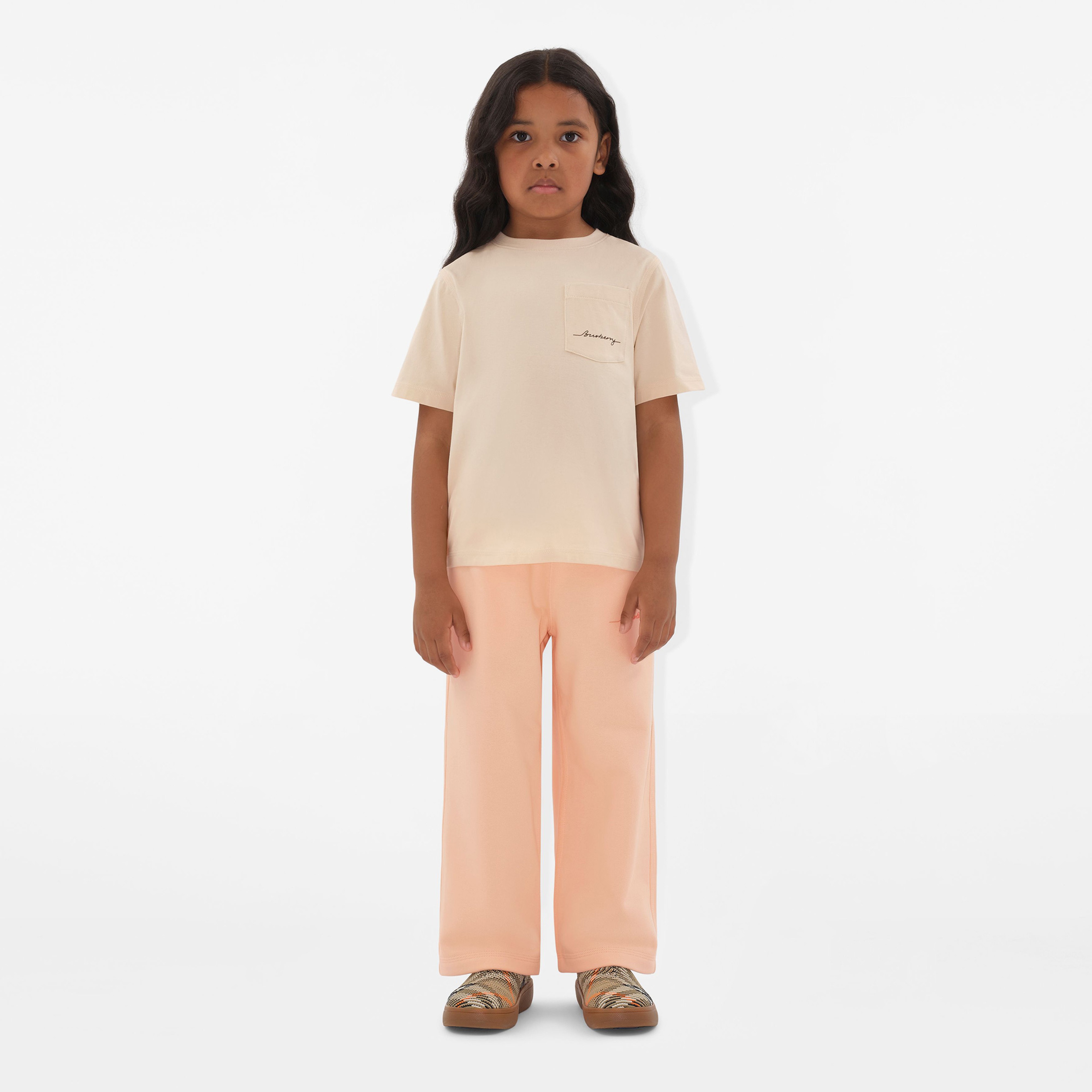 Burberry Cedar Logo Cotton Çocuk Krem T-Shirt