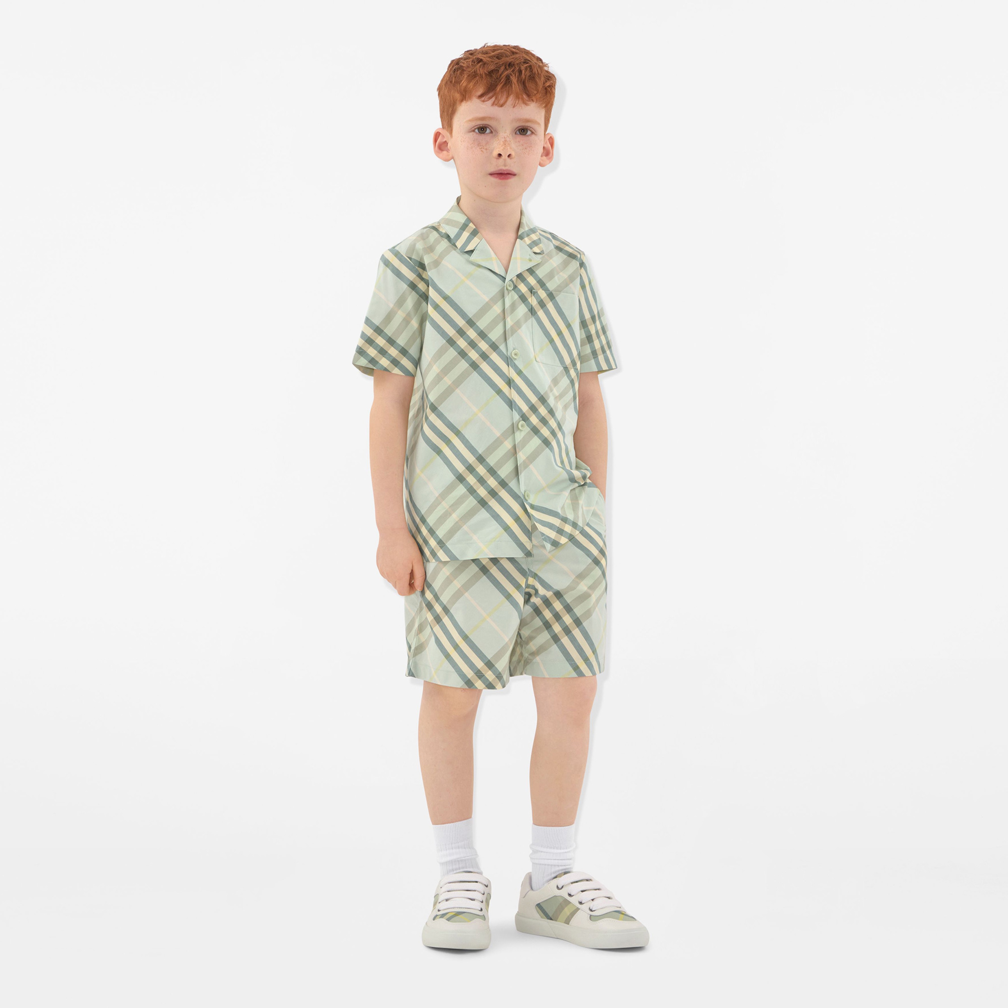 Burberry Oscar Cotton Çocuk Krem Şort