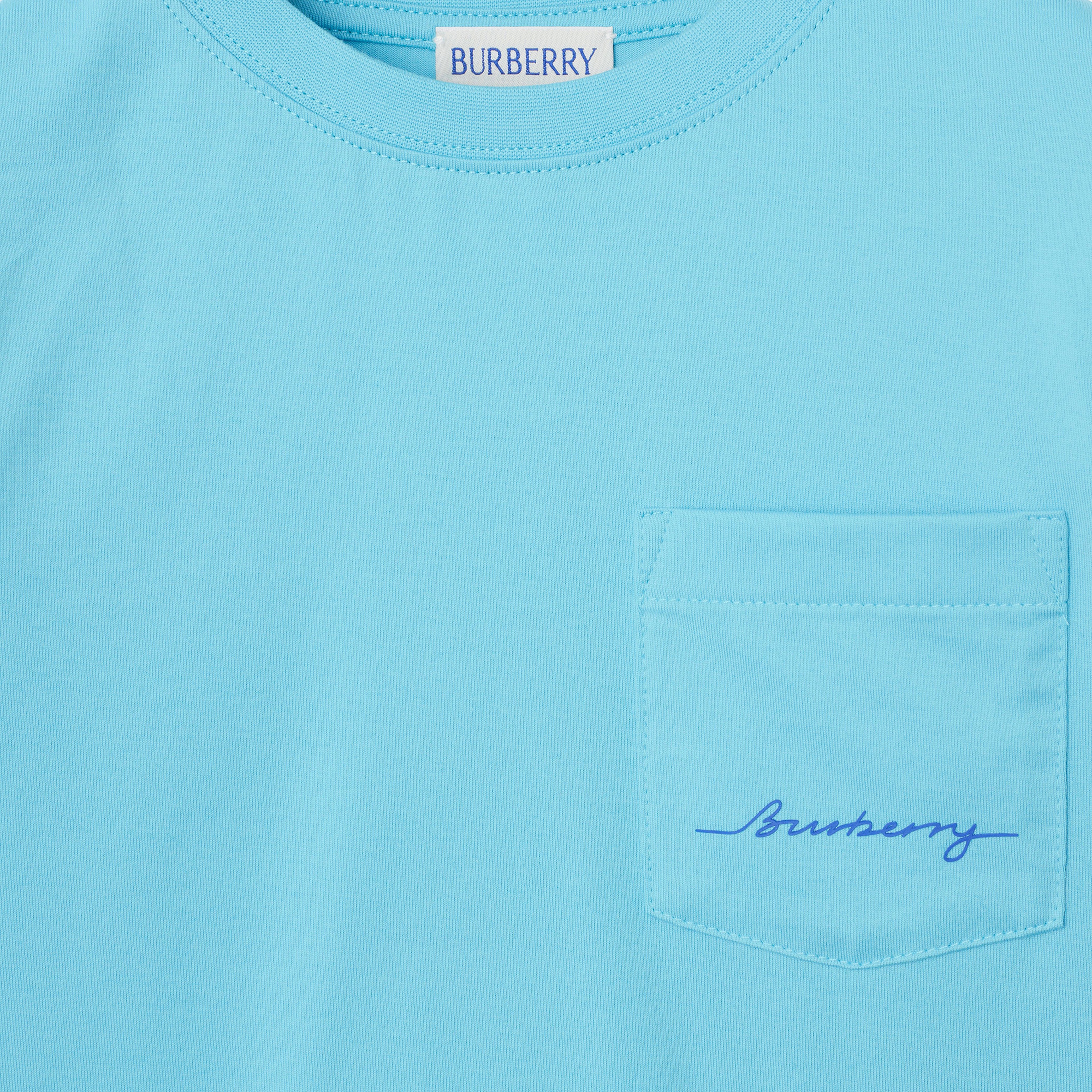 Burberry Cedar Logo Cotton Çocuk Mavi T-Shirt