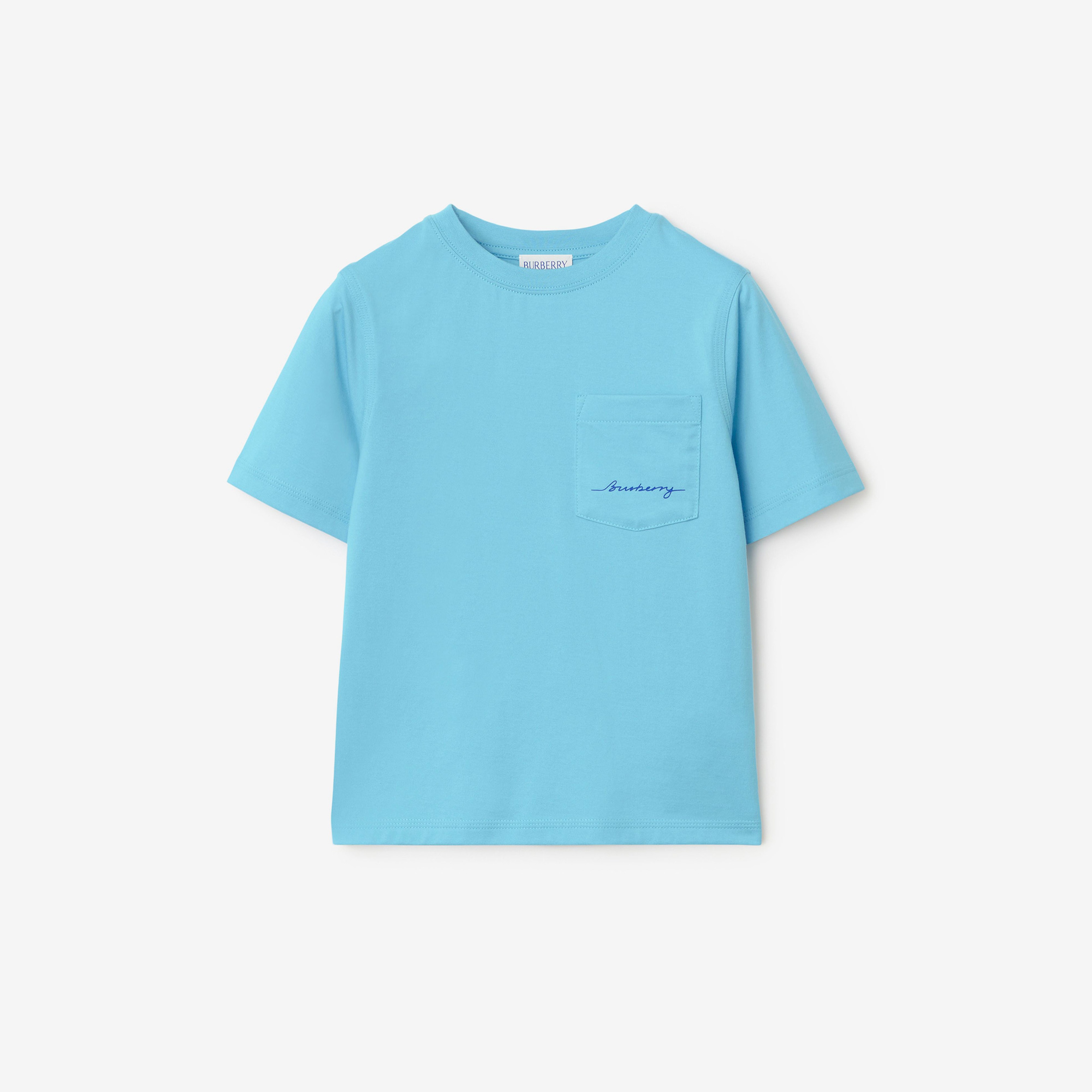 Burberry Cedar Logo Cotton Çocuk Mavi T-Shirt