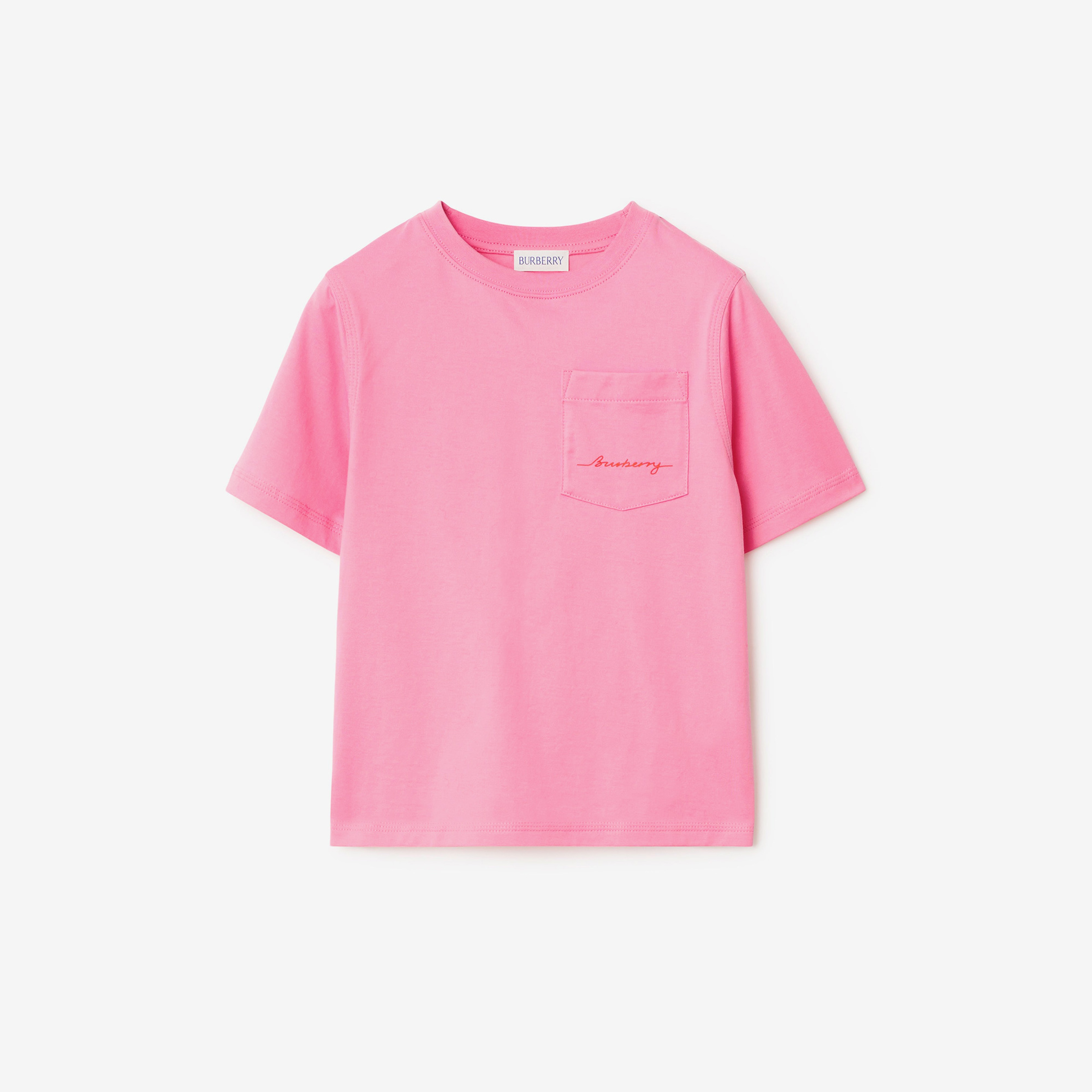 Burberry Cedar Logo Cotton Çocuk Pembe T-Shirt