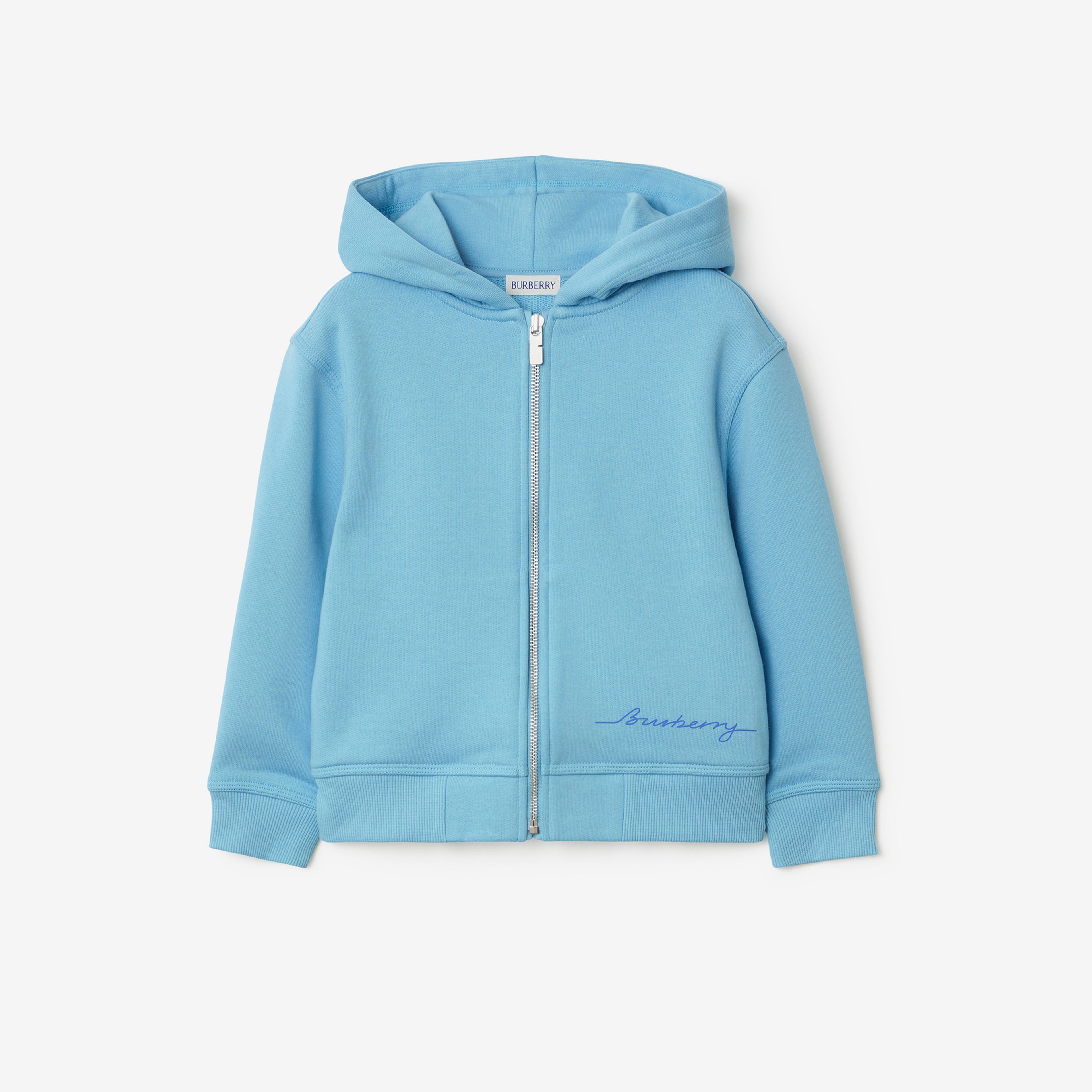 Burberry Clyde Logo Cotton Zip Çocuk Mavi Hoodie