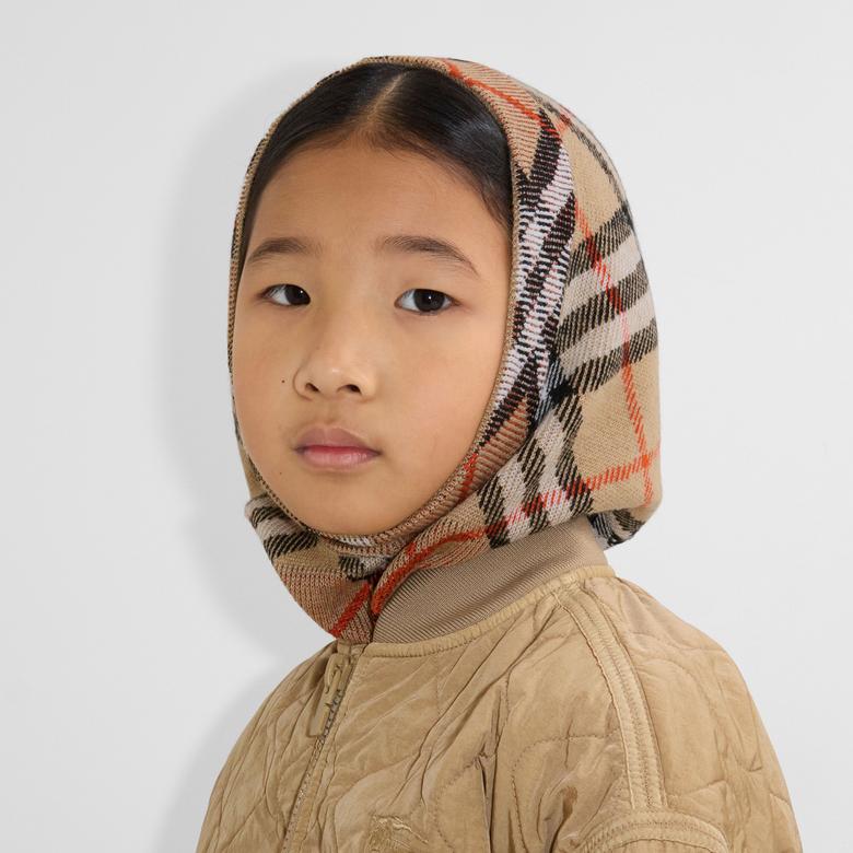 Burberry Sarah Jaq Wool Hood Çocuk Bej Şapka