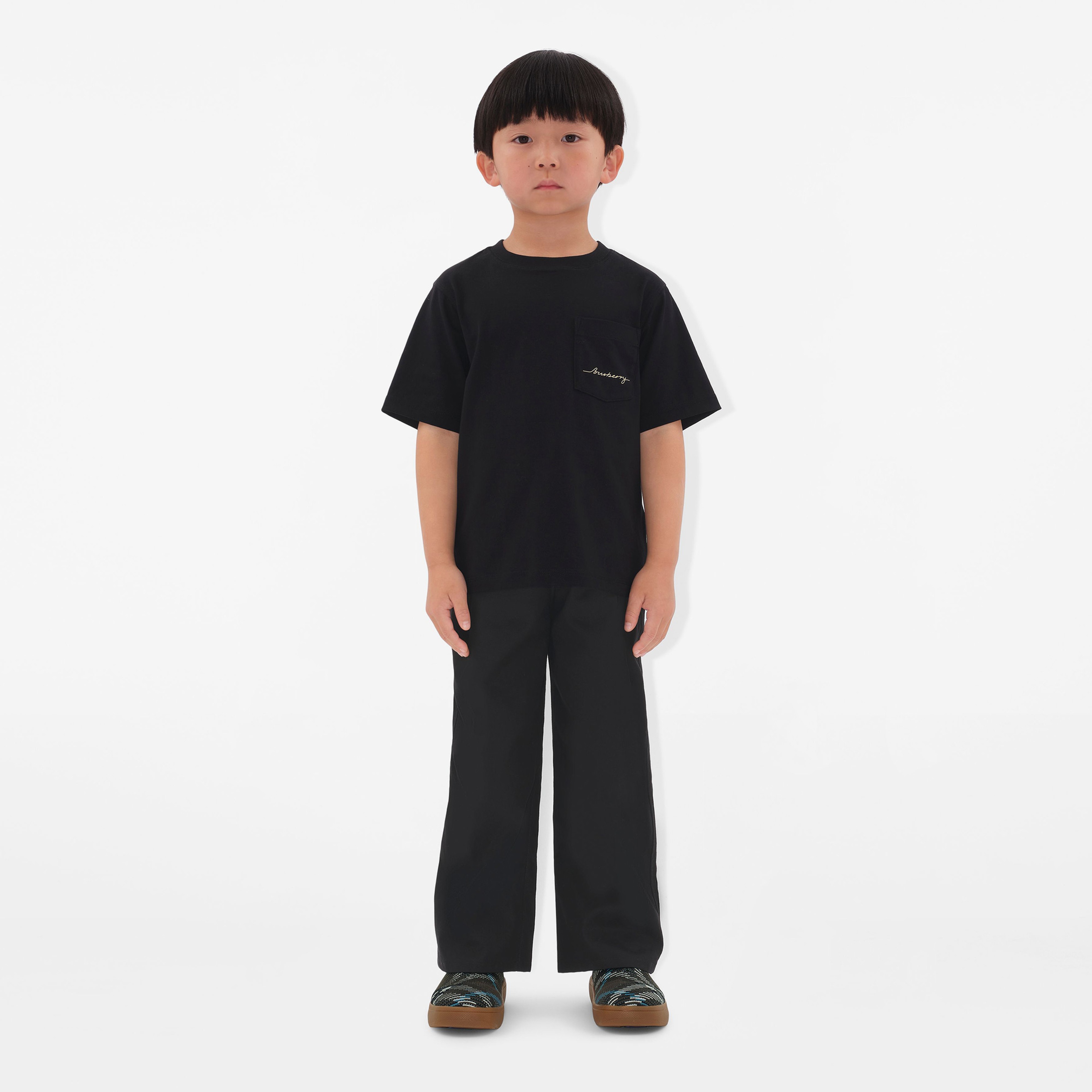 Burberry Cedar Logo Cotton Çocuk Siyah T-Shirt