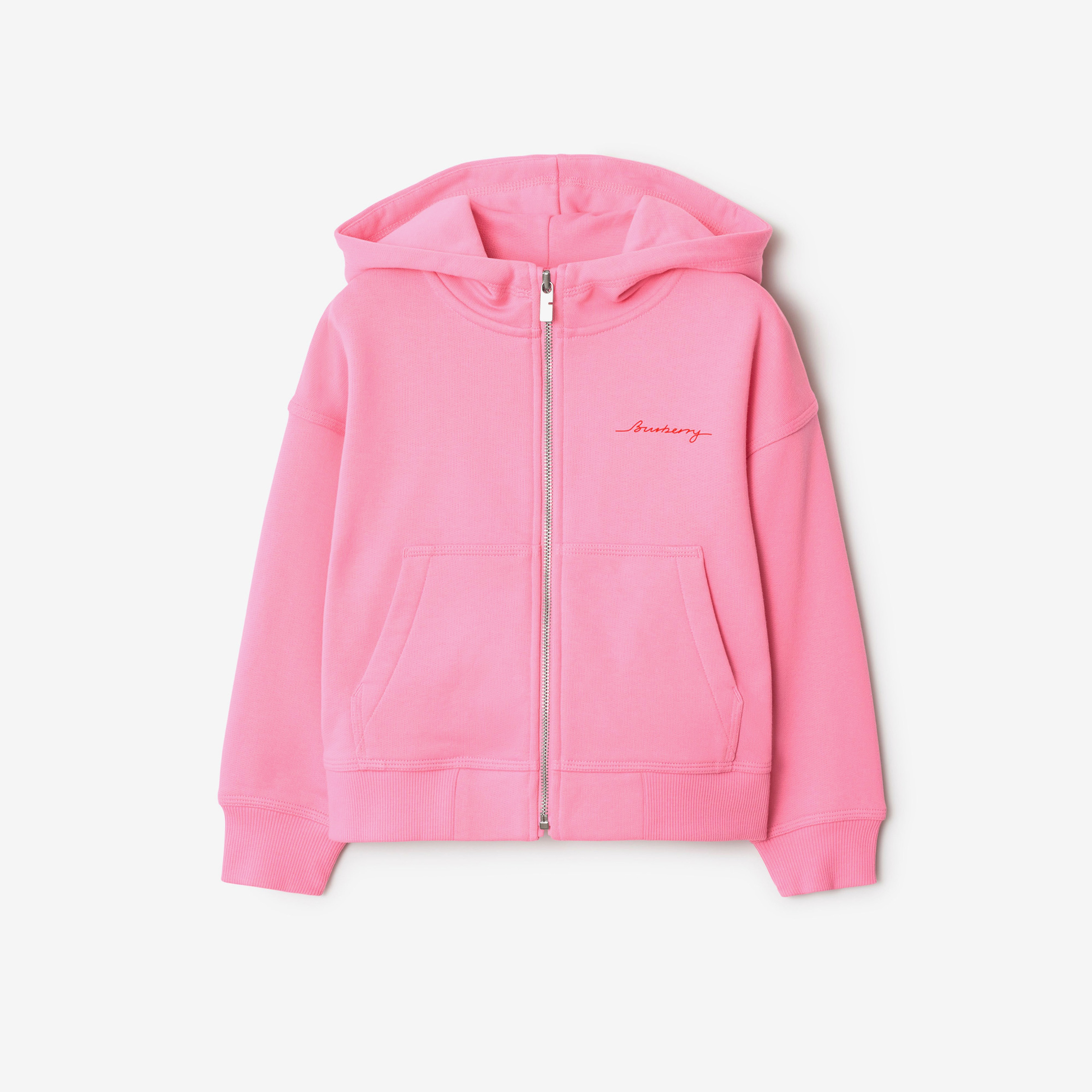 Burberry Sami Logo Cotton Zip Çocuk Pembe Hoodie
