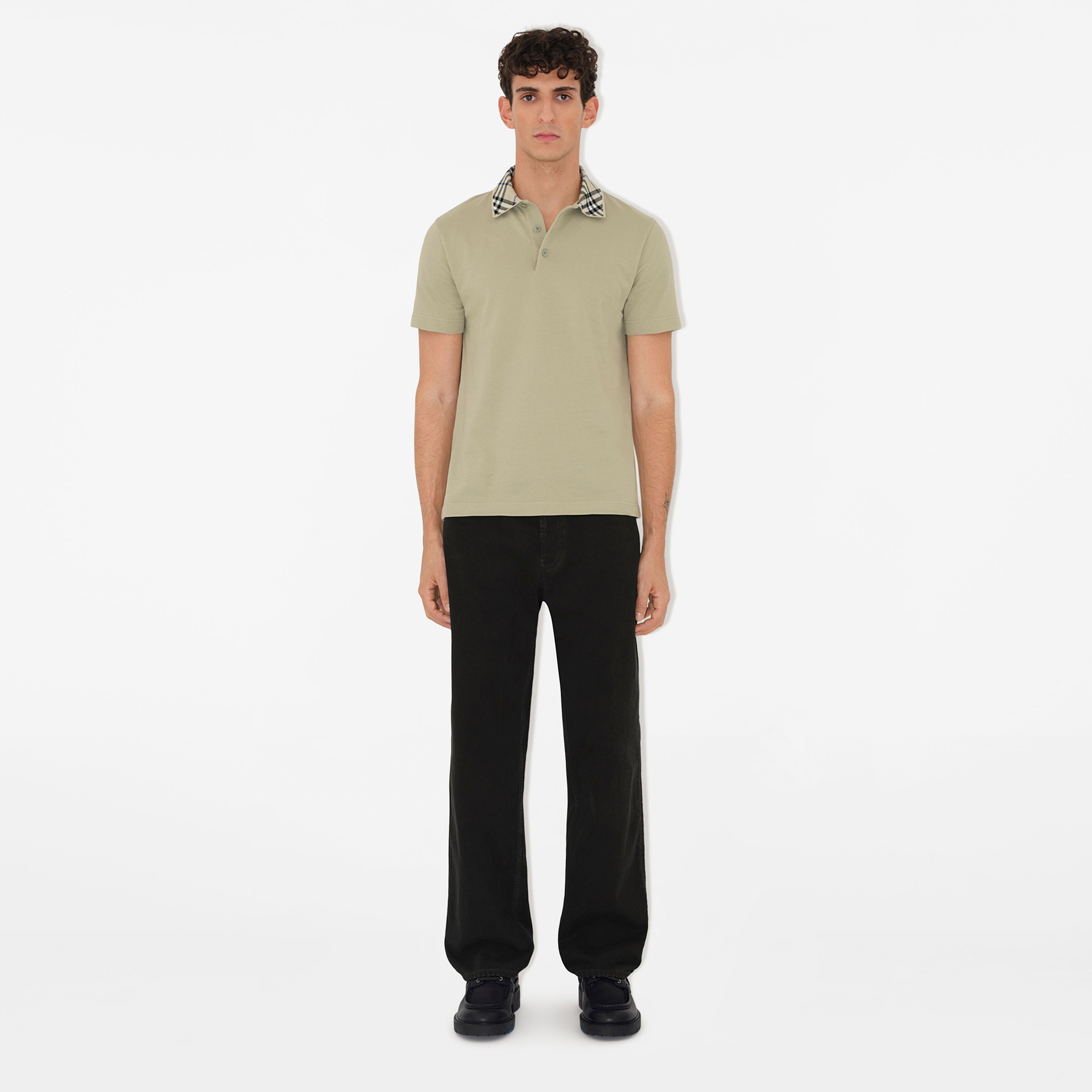 Burberry For Cotton Erkek Krem Polo