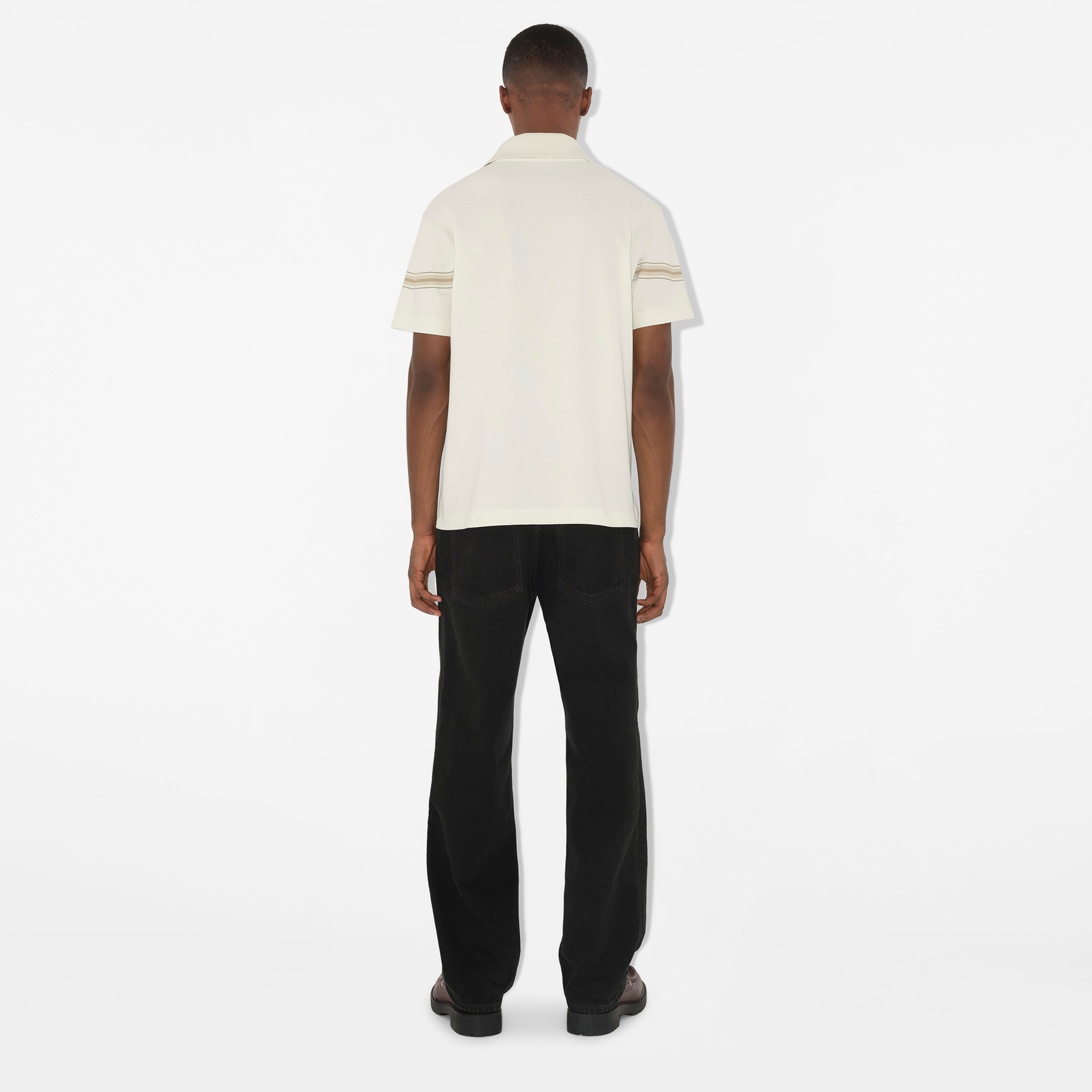 Burberry Sic Striped Cotton Erkek Beyaz Polo