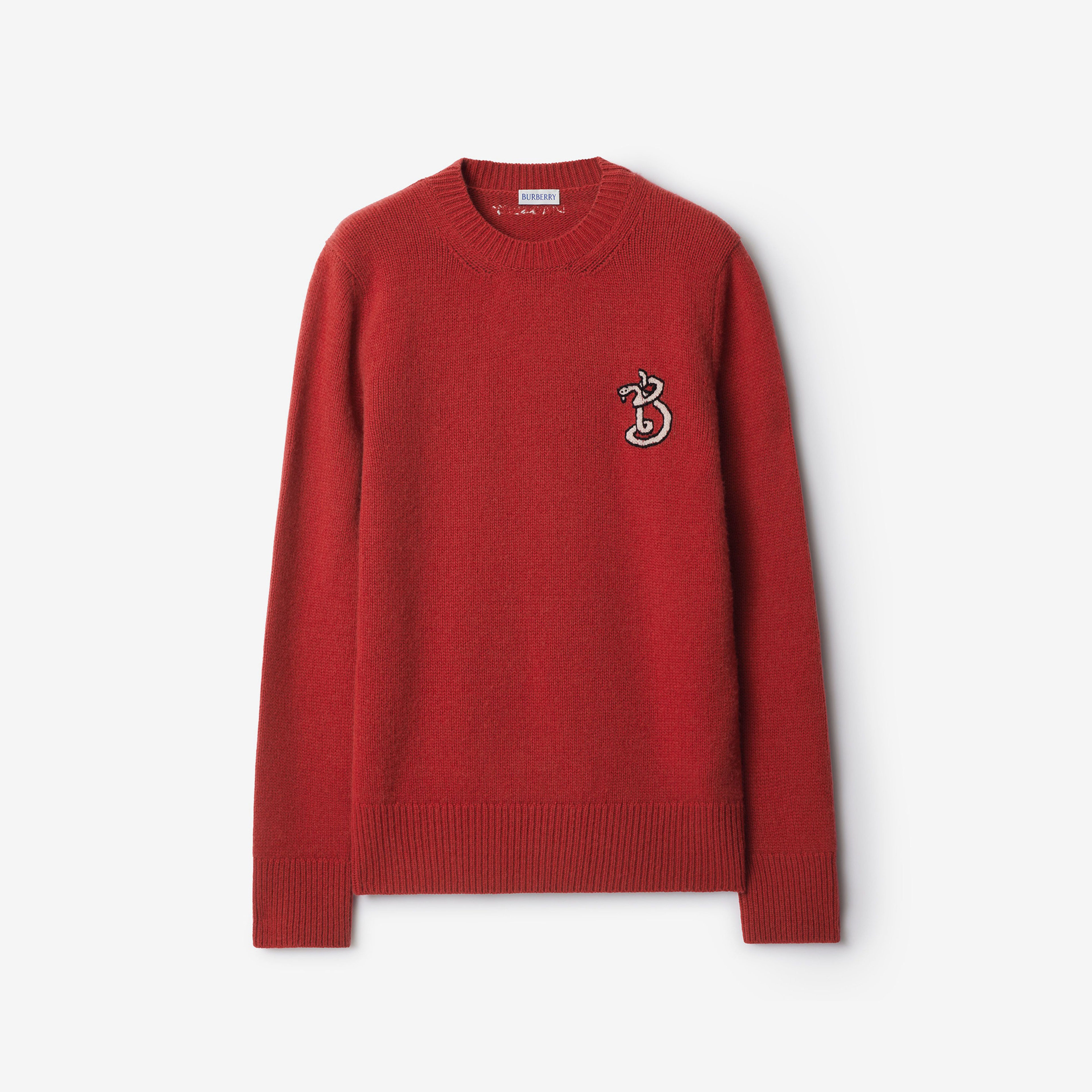 Burberry Lny Pai Snake Wool Cashmere Kadın Kırmızı Kazak
