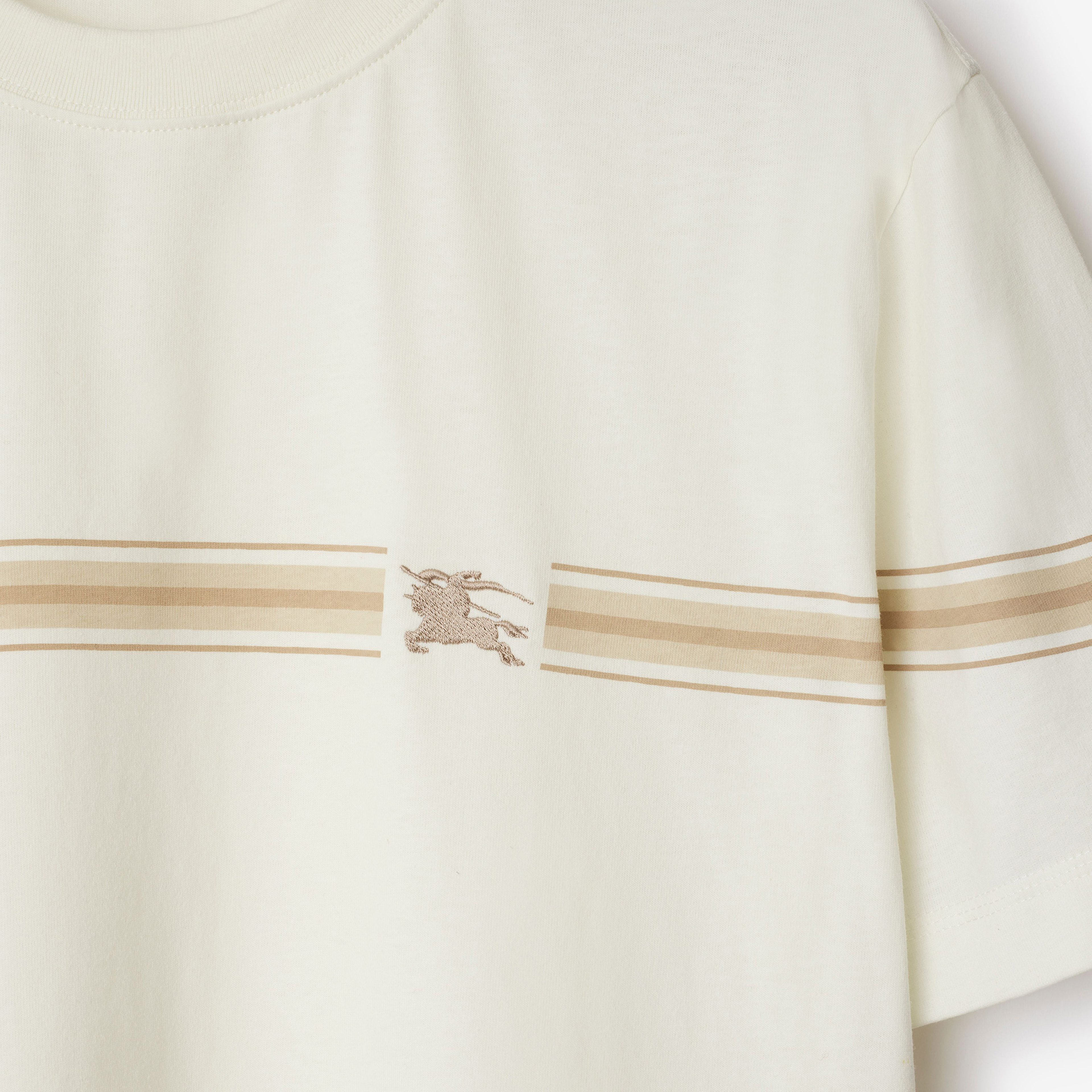 Burberry Sic Striped Cotton Erkek Beyaz T-Shirt
