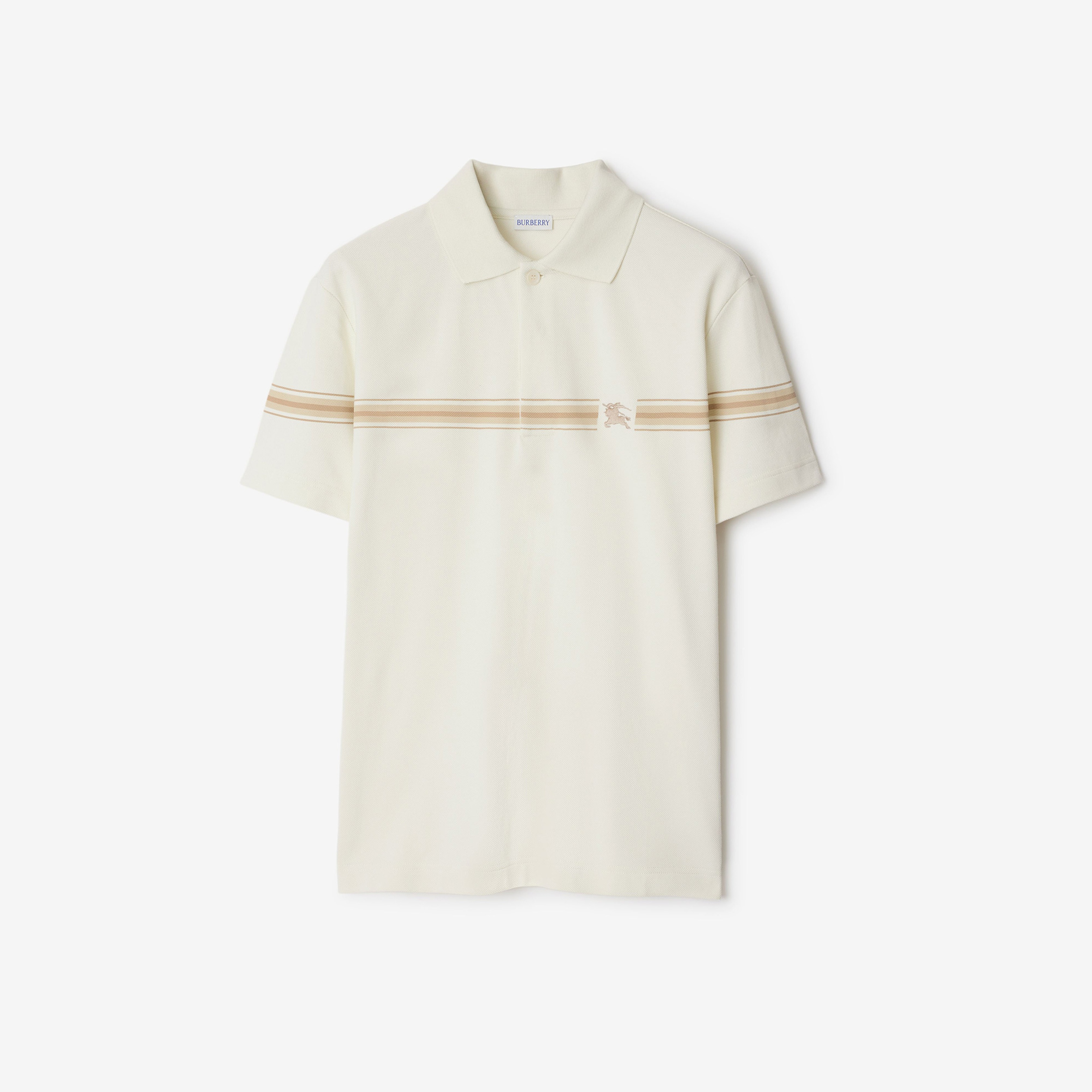 Burberry Sic Striped Cotton Erkek Beyaz Polo