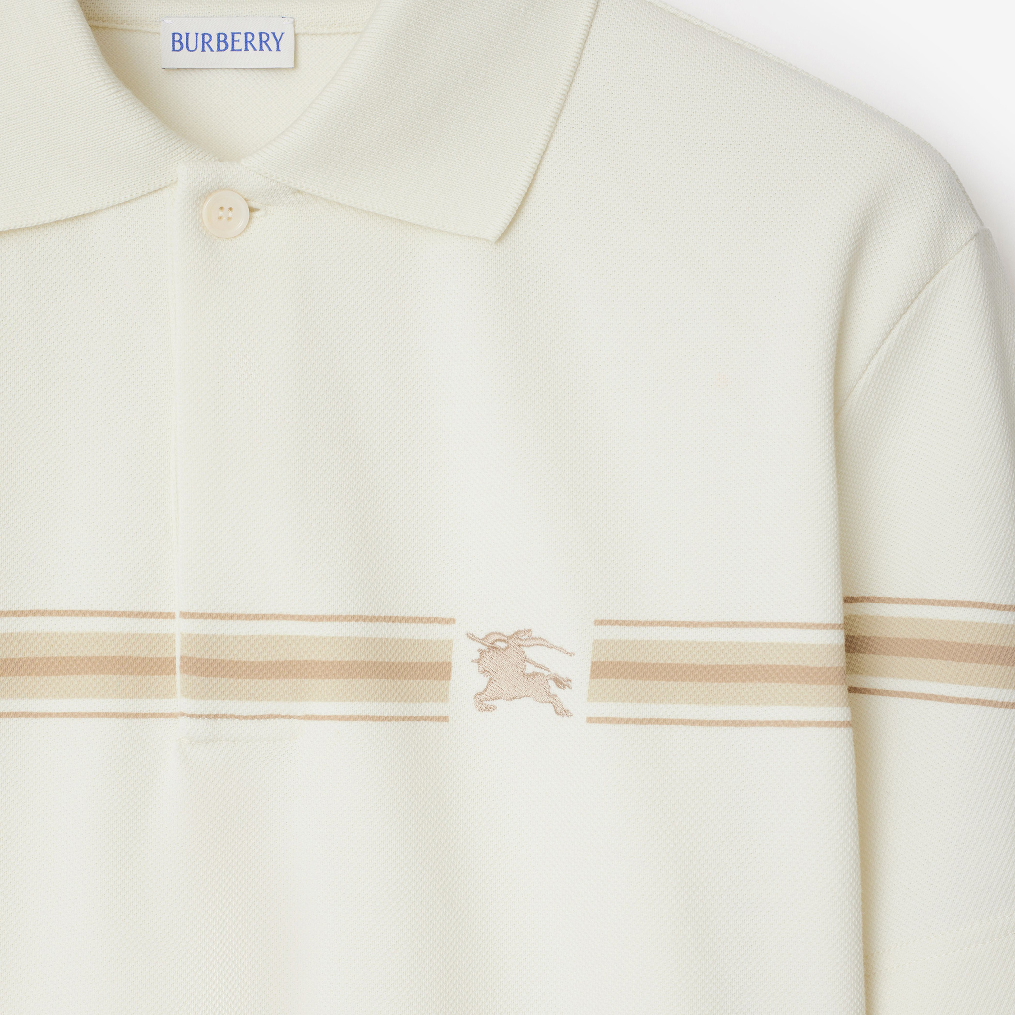 Burberry Sic Striped Cotton Erkek Beyaz Polo