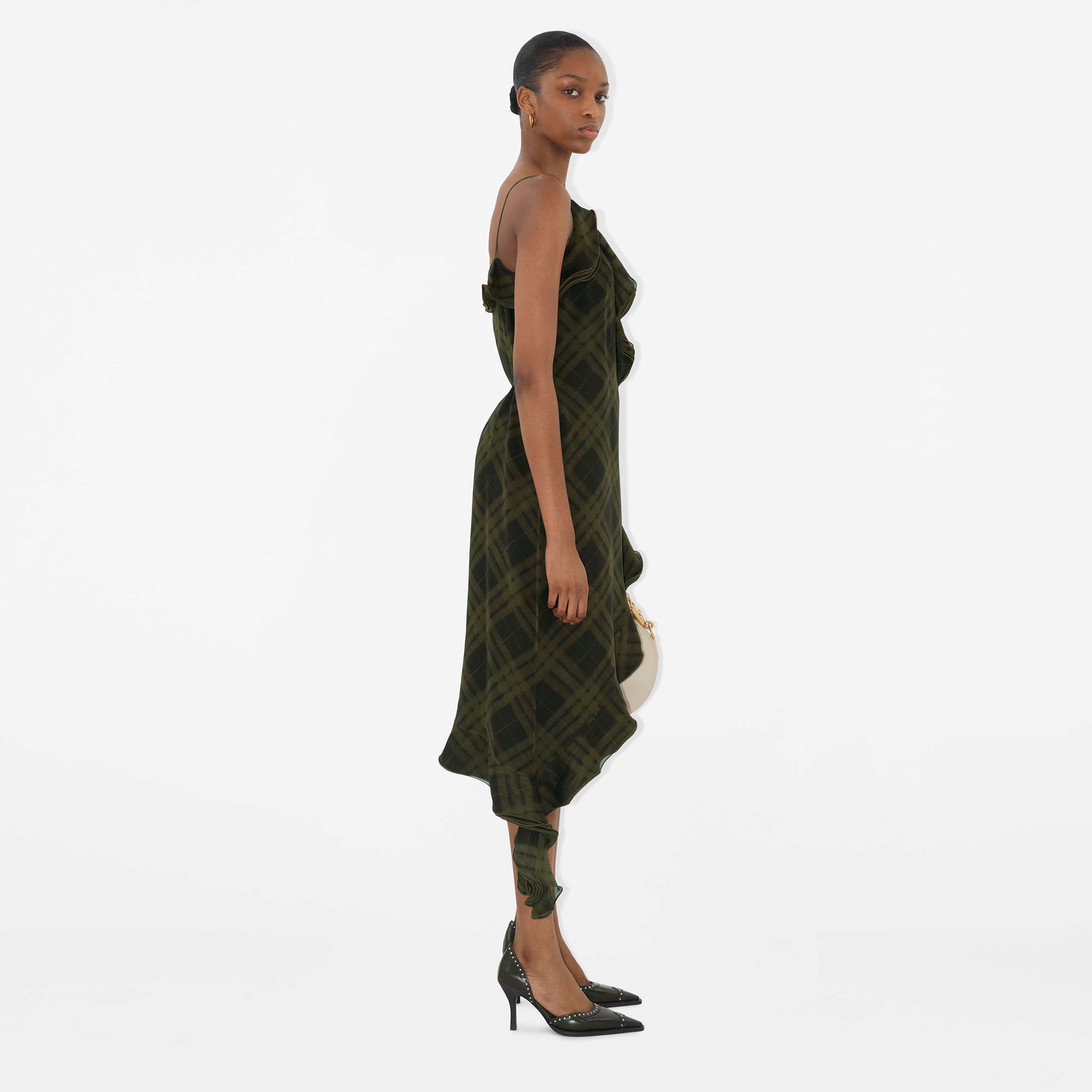 Burberry Ros Silk Wrap Kadın Haki Elbise