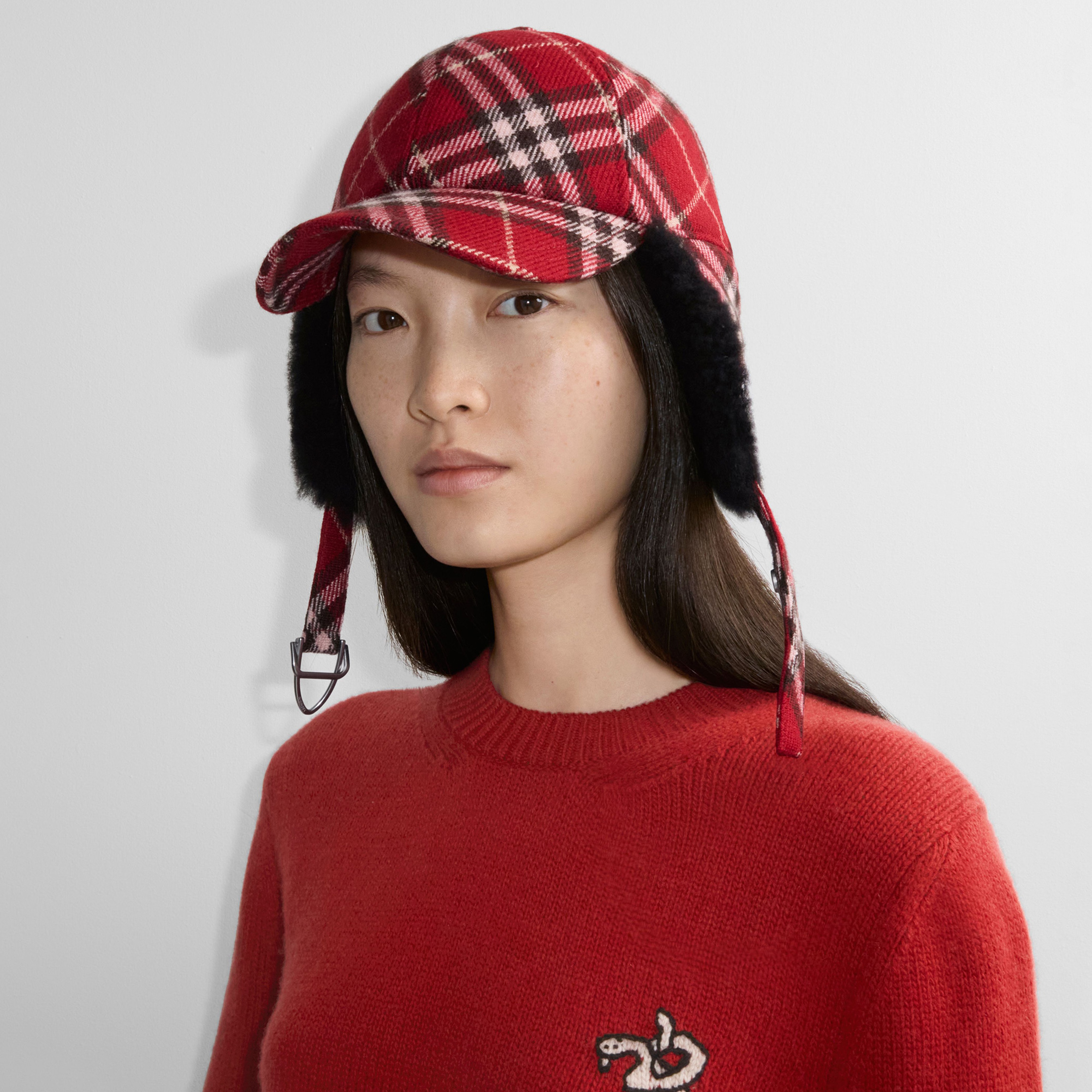 Burberry Lny Wool Trapper Erkek Kırmızı Şapka