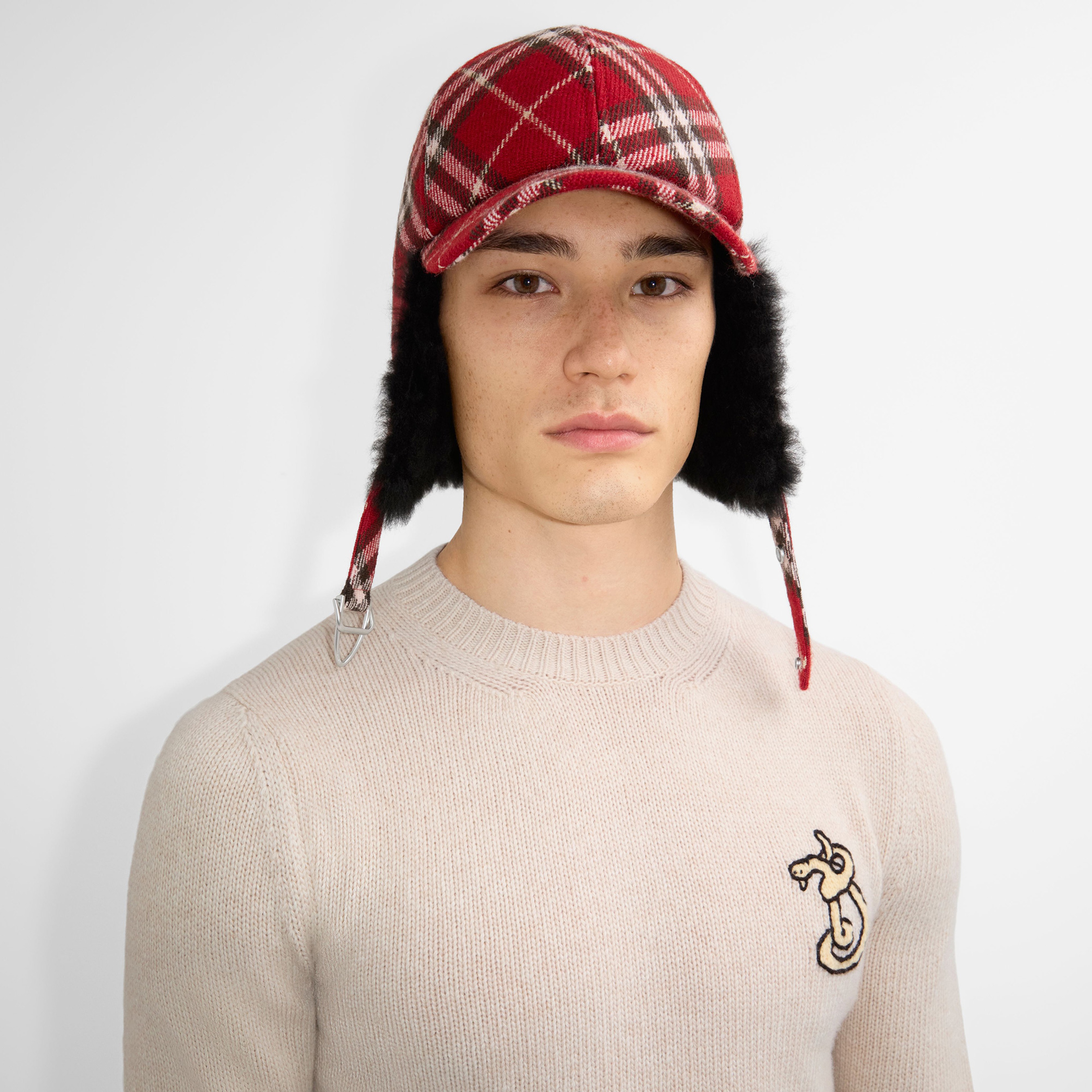 Burberry Lny Wool Trapper Erkek Kırmızı Şapka