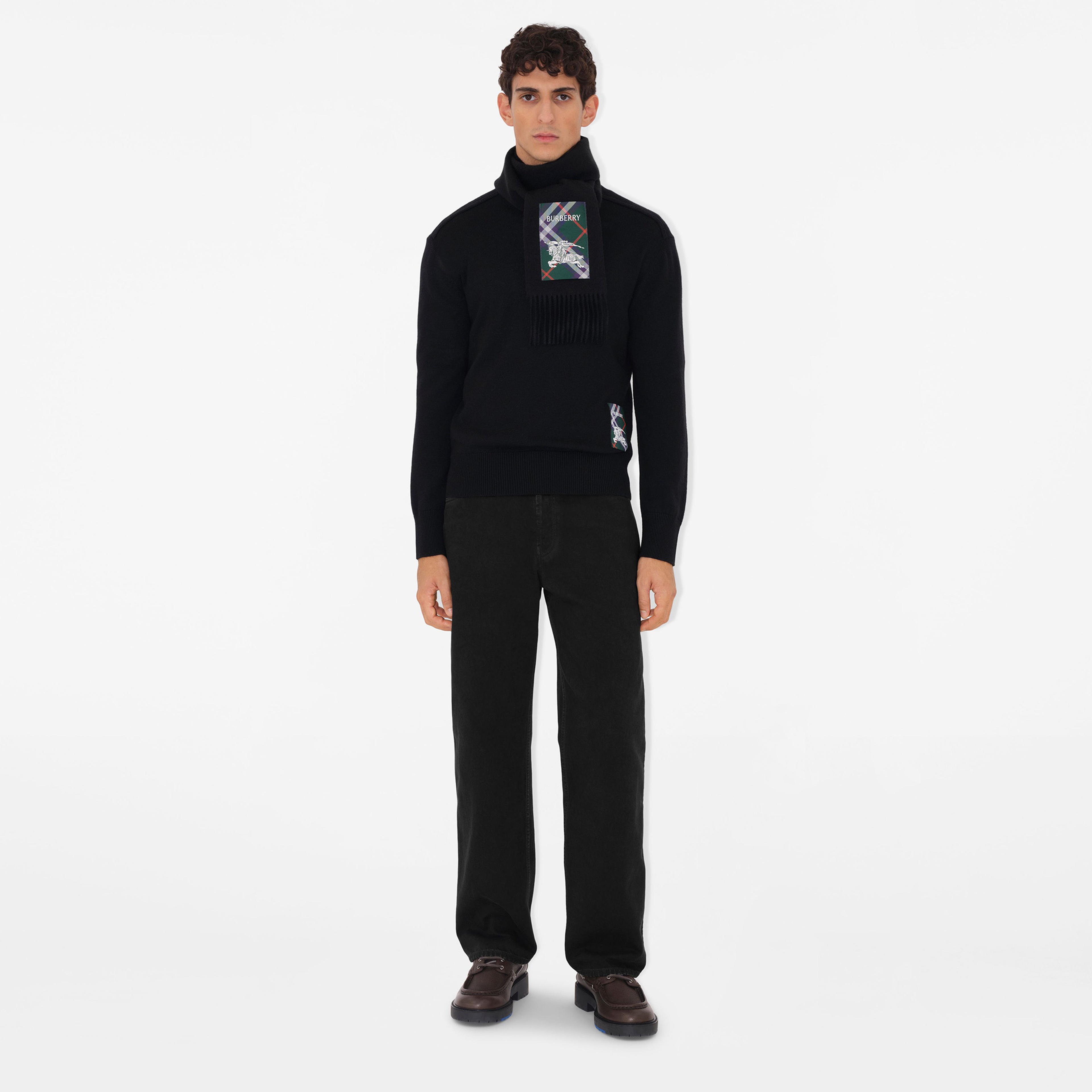 Burberry Solid Scf Label Cashmere Kadın Siyah Atkı