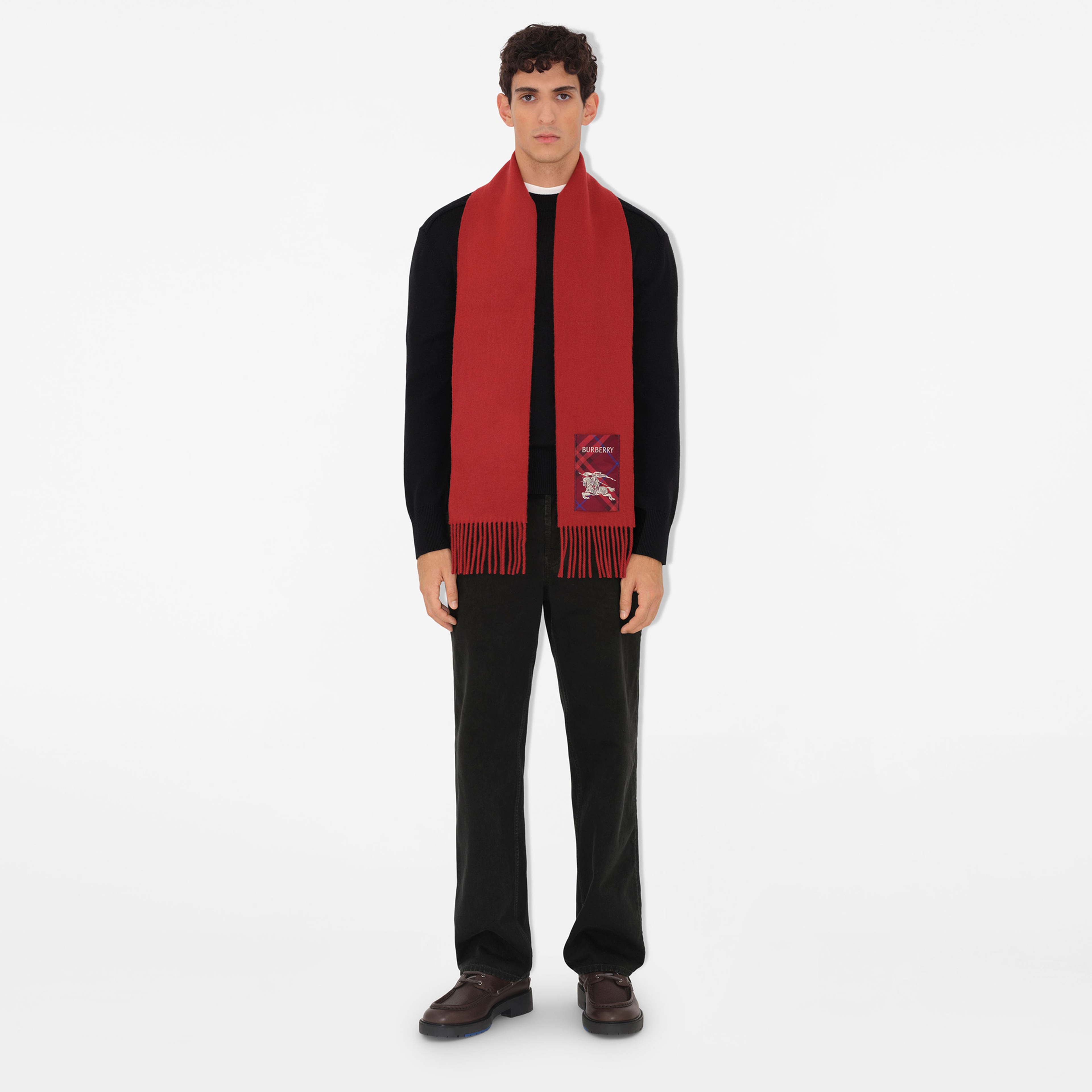 Burberry Solid Scf Label Cashmere Kadın Kırmızı Atkı