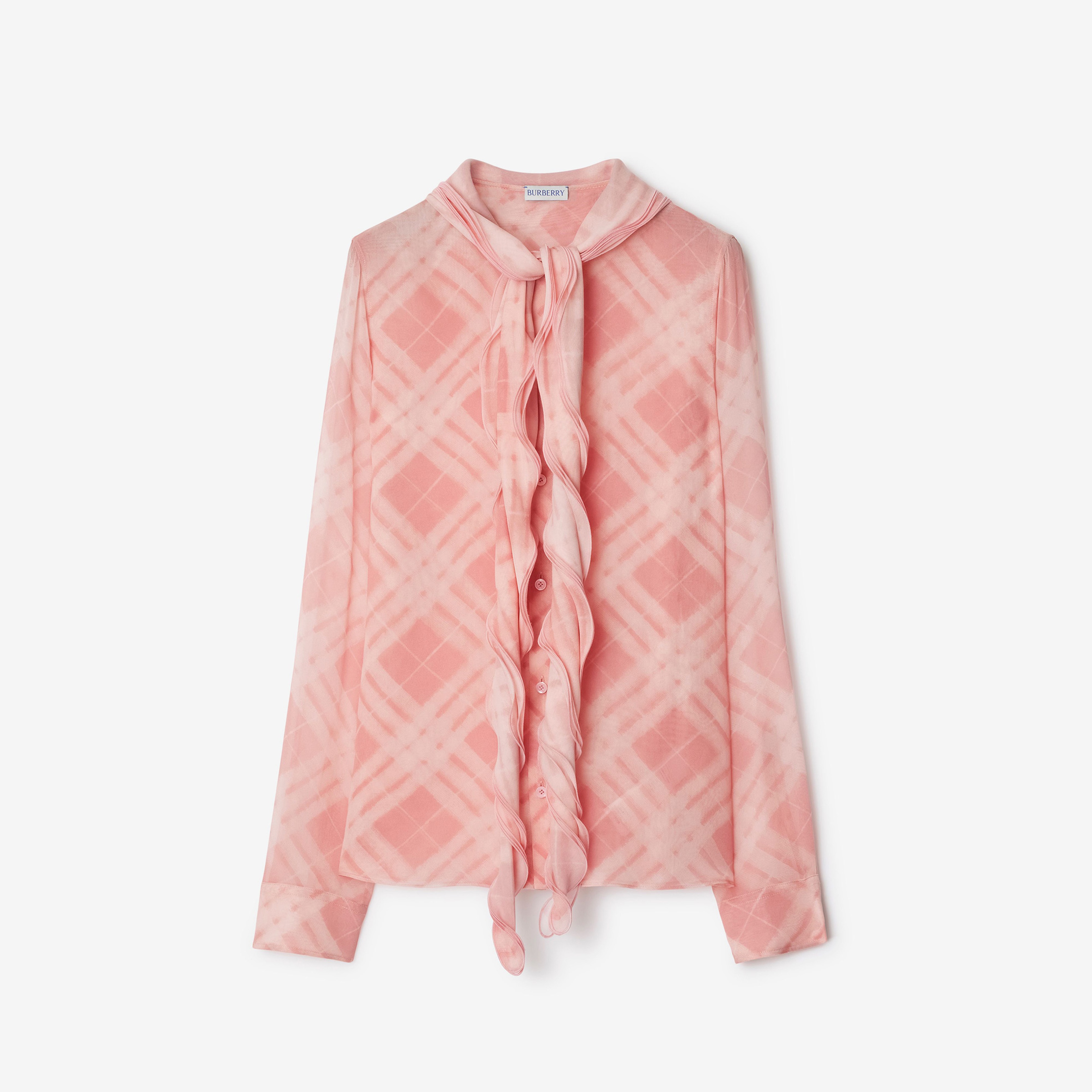 Burberry Gil Ruffled Silk Blouse Kadın Pembe Gömlek