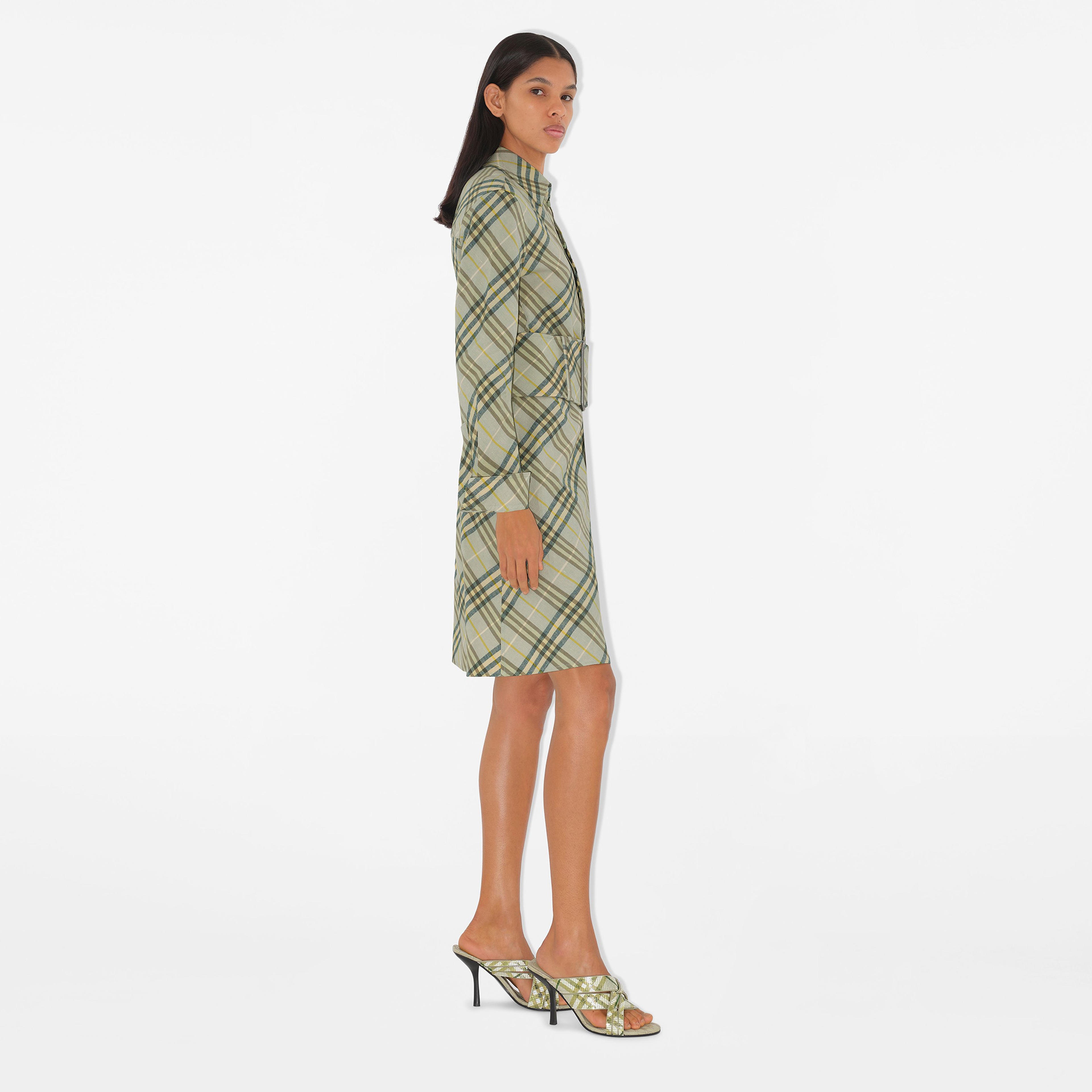 Burberry Ros Stretch Linen Kadın Krem Elbise