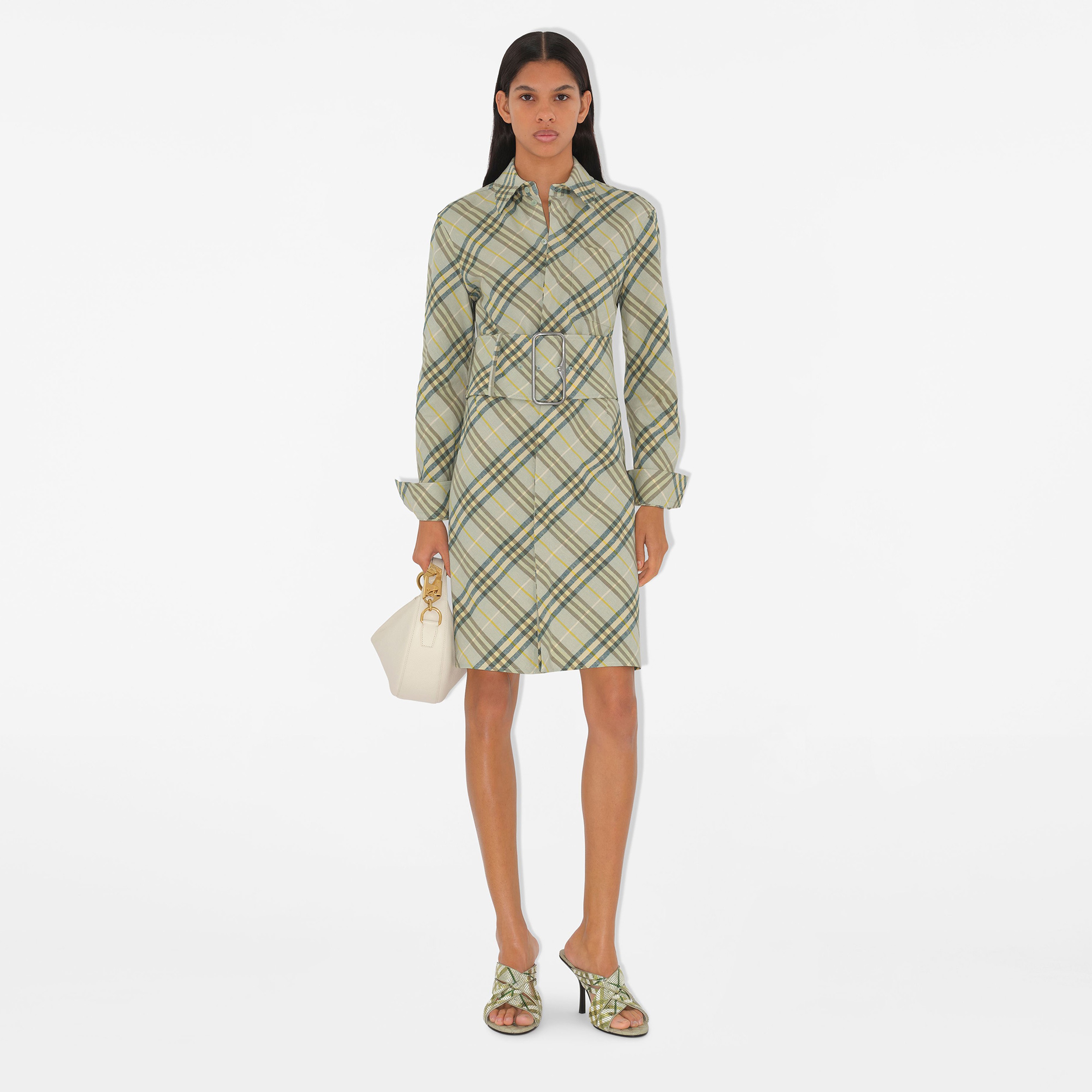 Burberry Ros Stretch Linen Kadın Krem Elbise