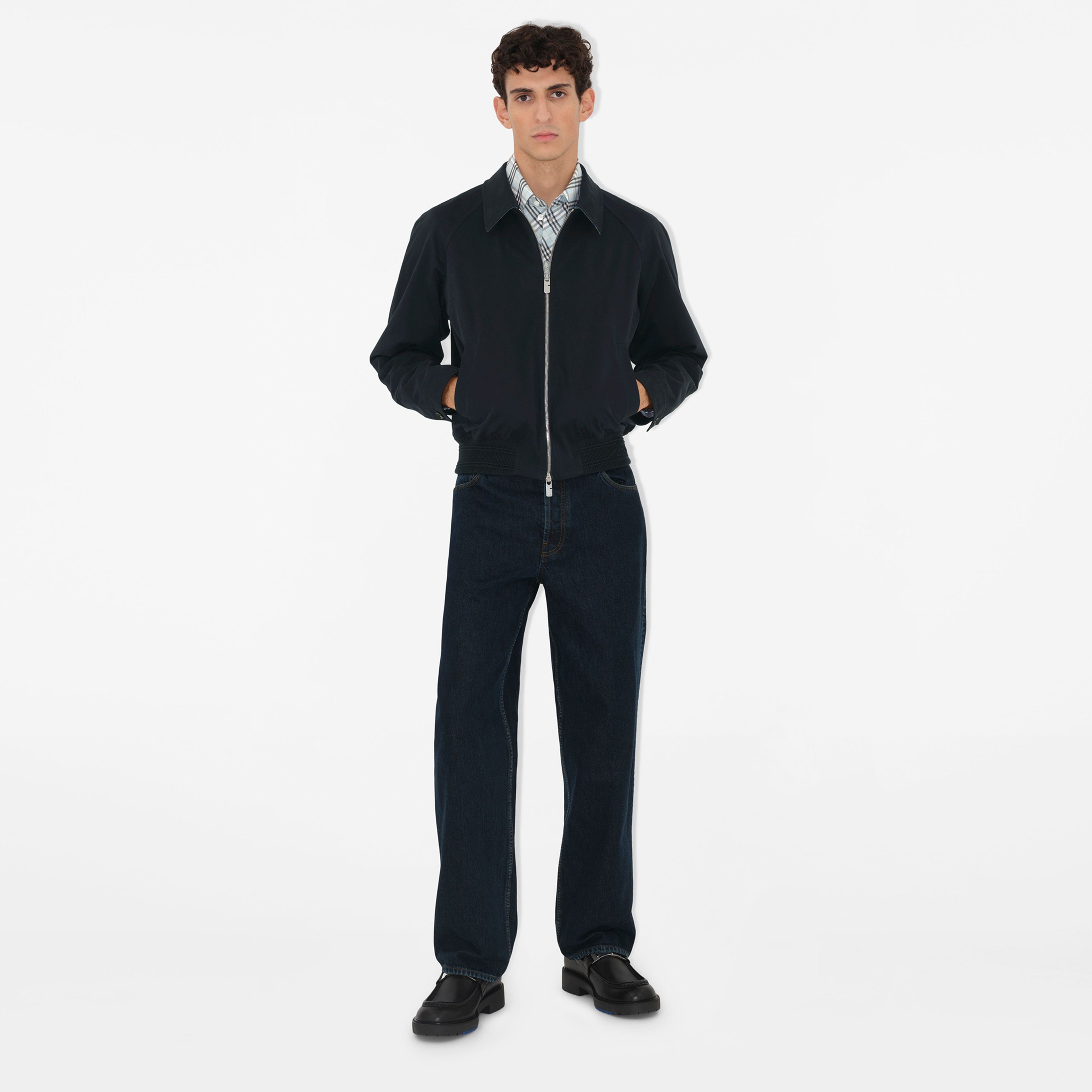 Burberry Tec Cotton Harrington Erkek Lacivert Mont