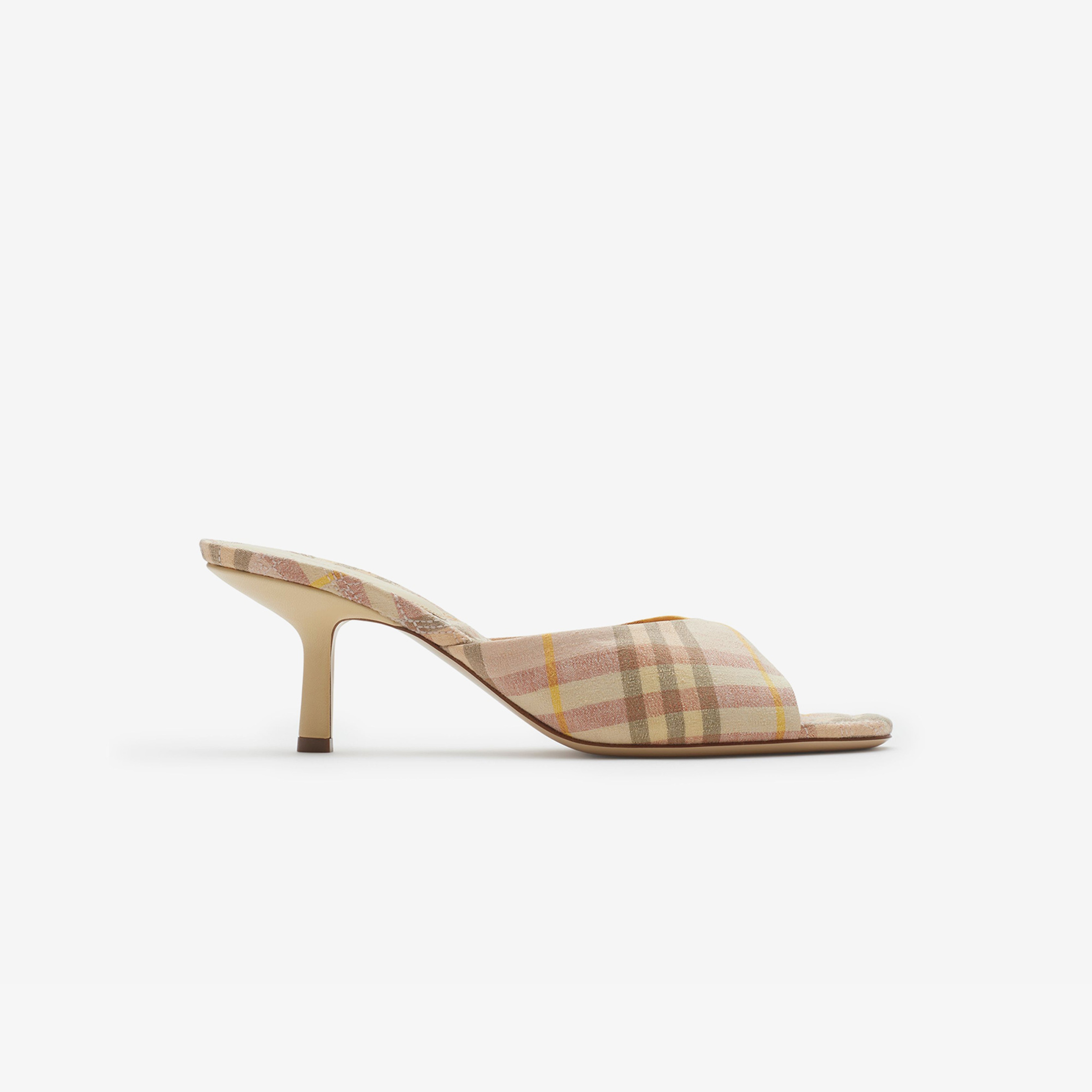 Burberry Linen Blend Mews Low Mules Kadın Krem Topuklu Terlik
