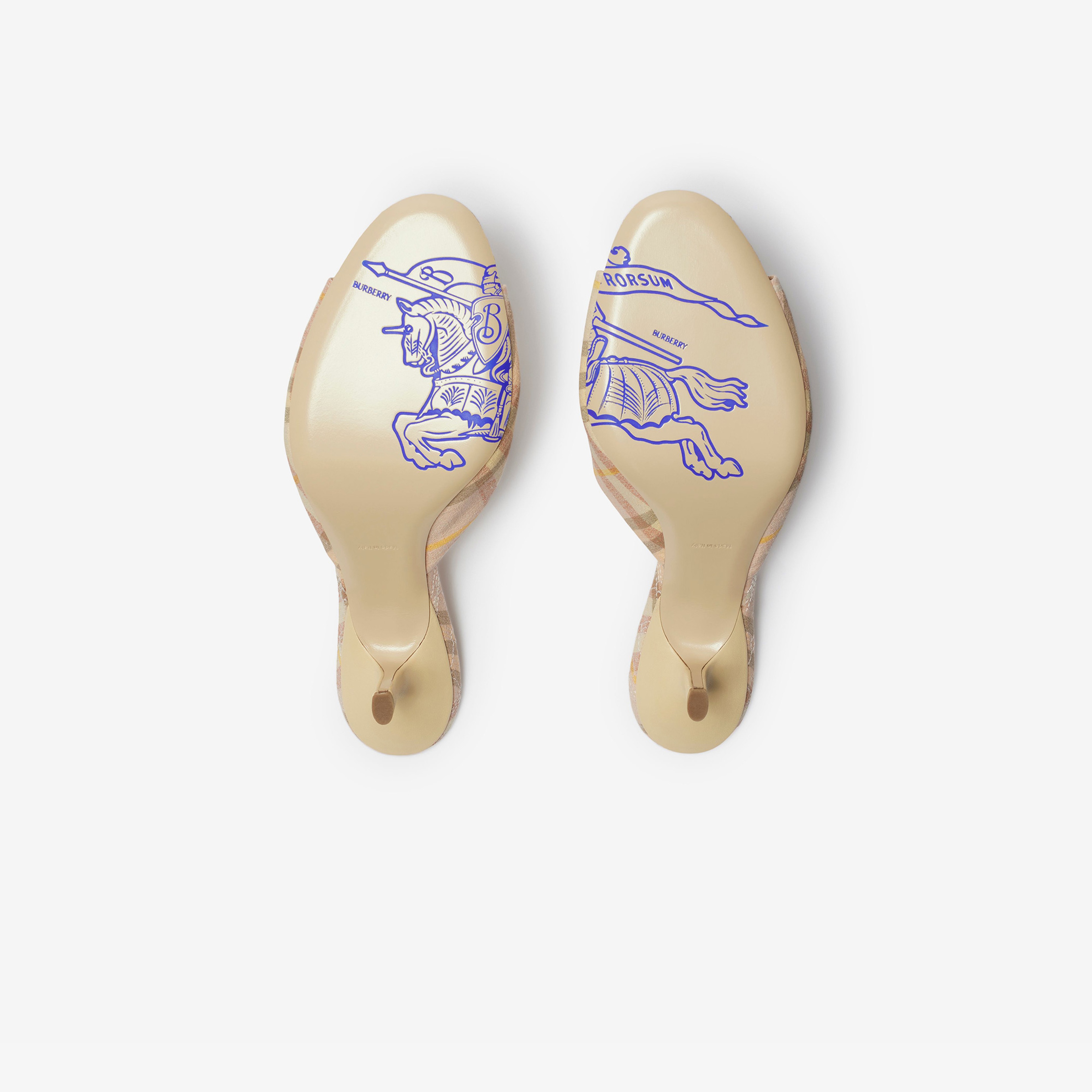 Burberry Linen Blend Mews Low Mules Kadın Krem Topuklu Terlik