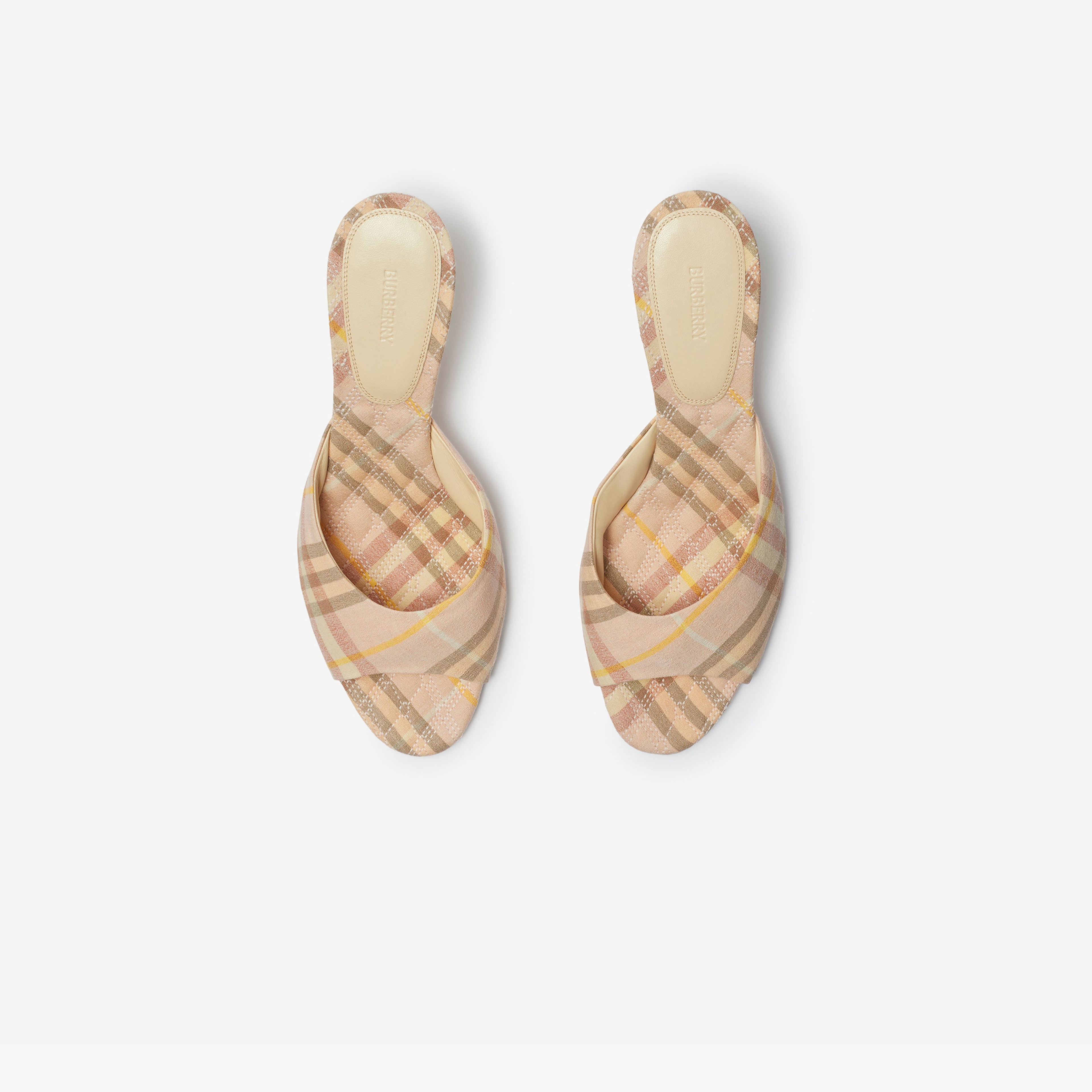 Burberry Linen Blend Mews Low Mules Kadın Krem Topuklu Terlik