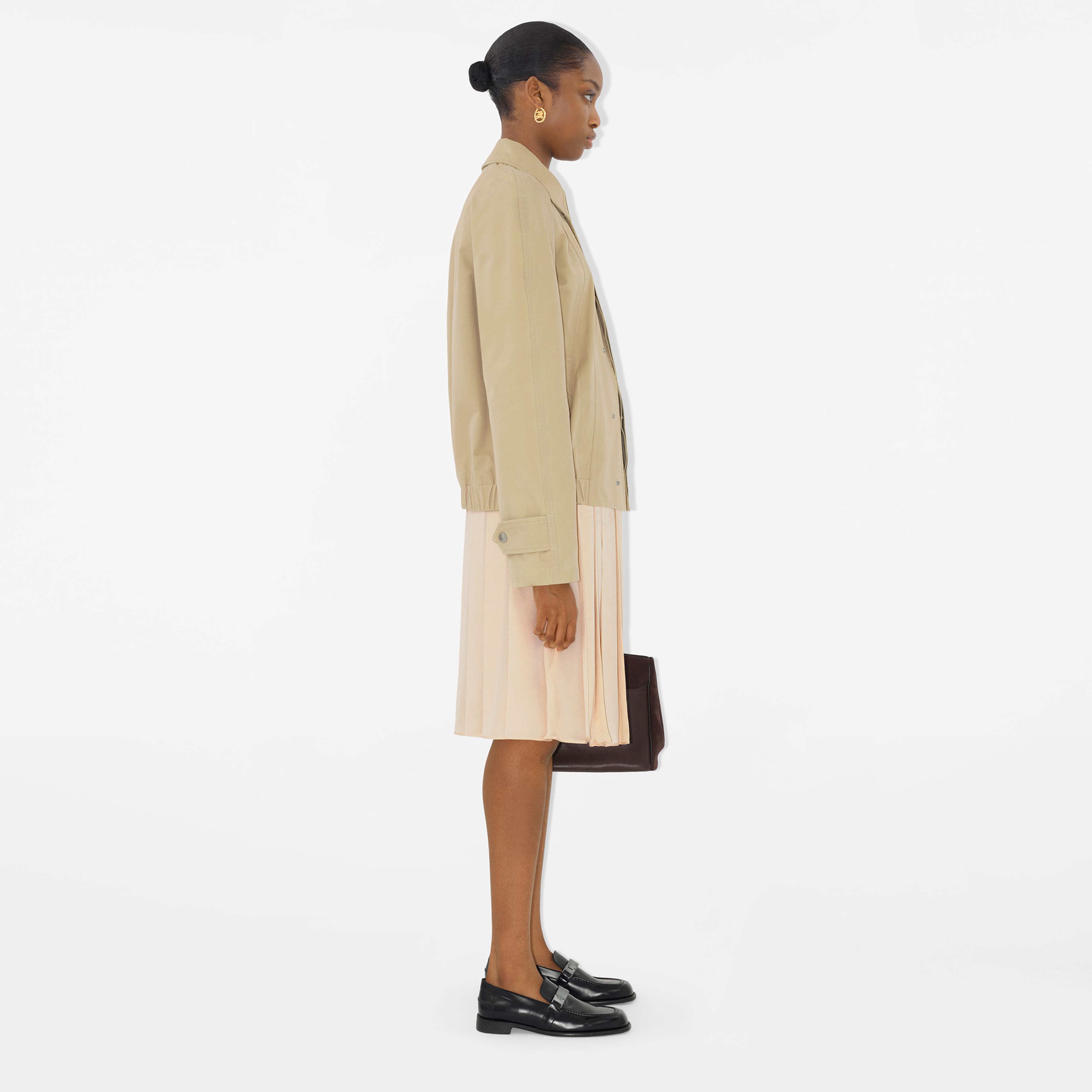 Burberry Gil Pleated Silk Kadın Krem Etek