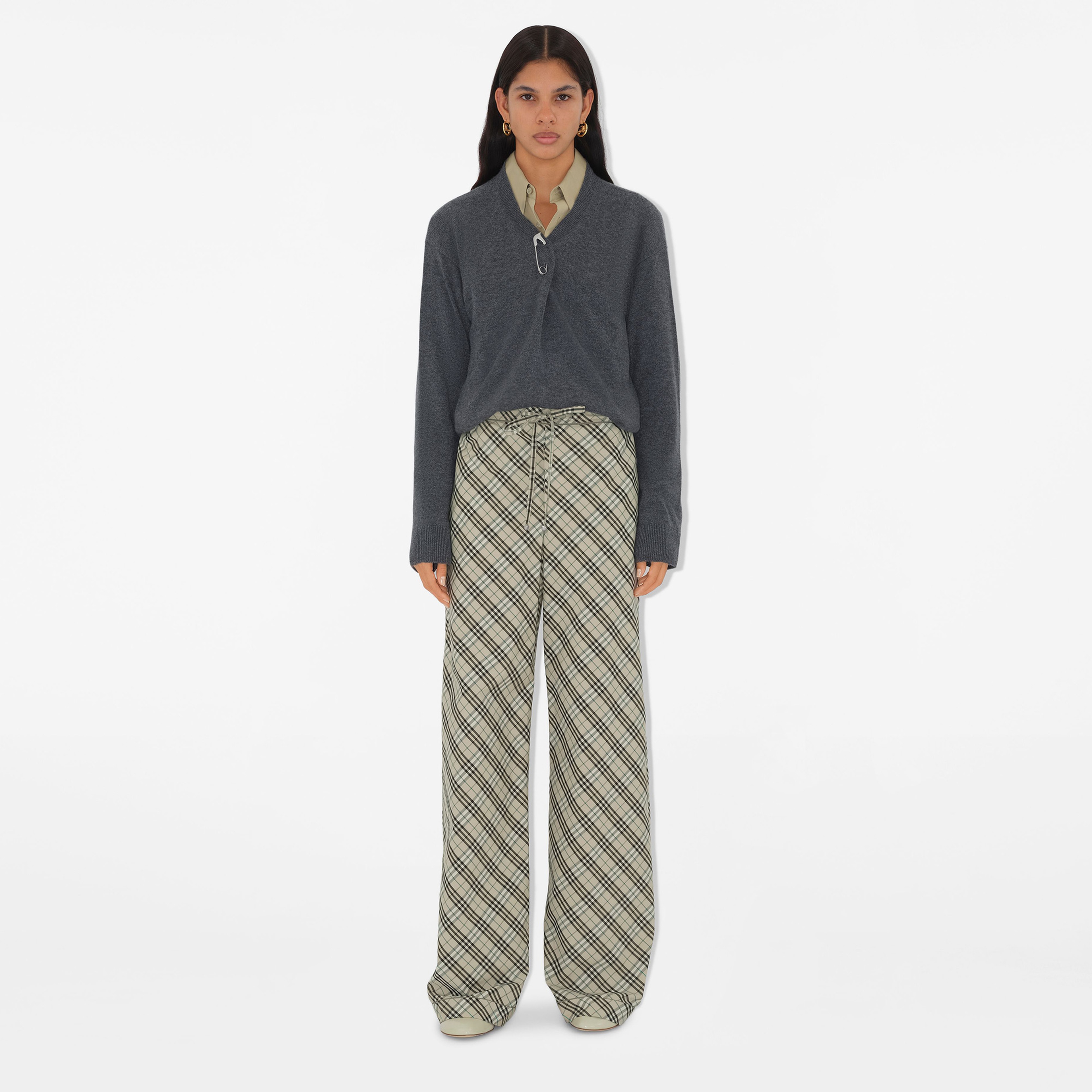 Burberry Giu Cotton Pyjama Kadın Bej Pantolon