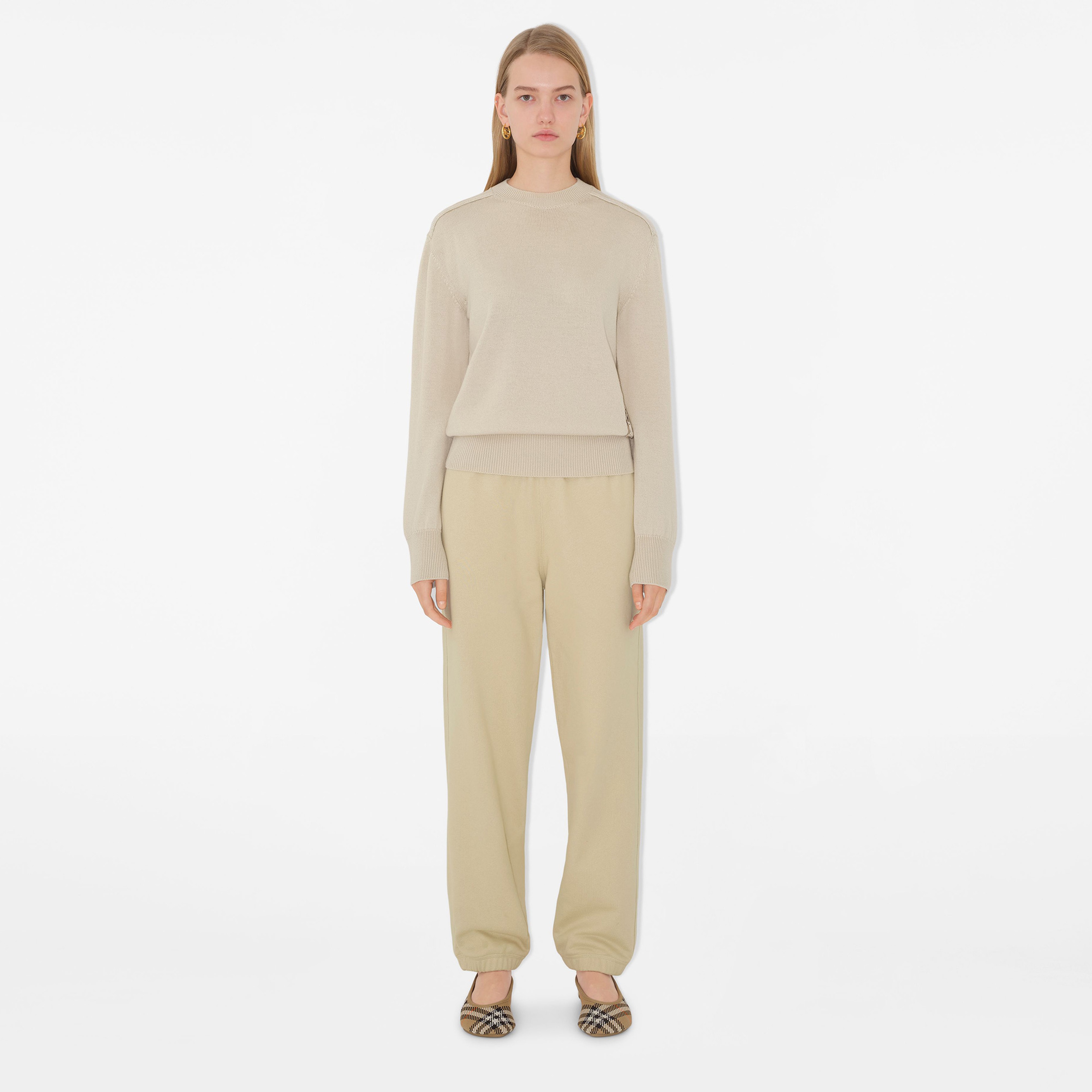 Burberry For Label Cotton Jogging Kadın Krem Eşofman Altı