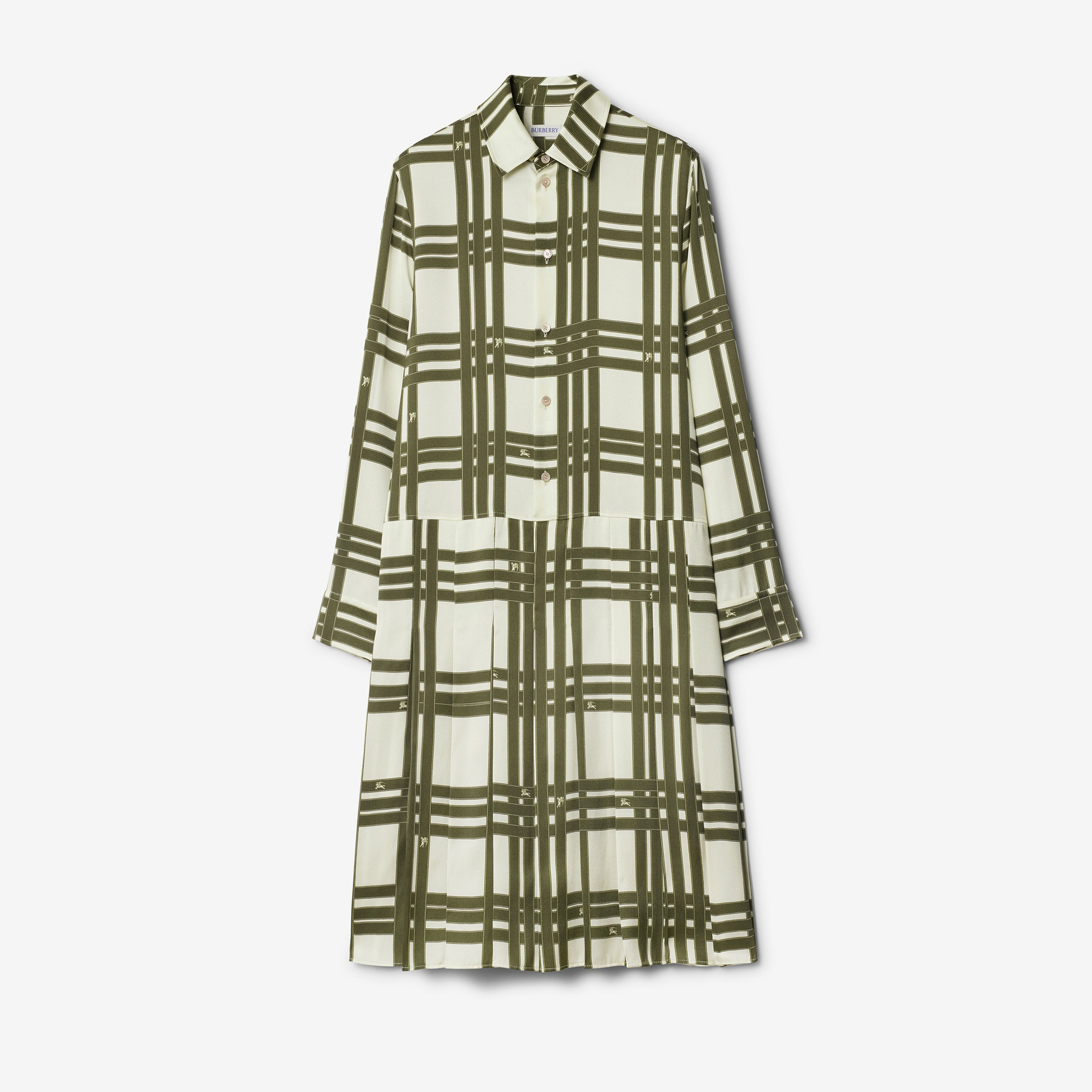 Burberry Gil Ribbon Silk Kadın Haki Elbise