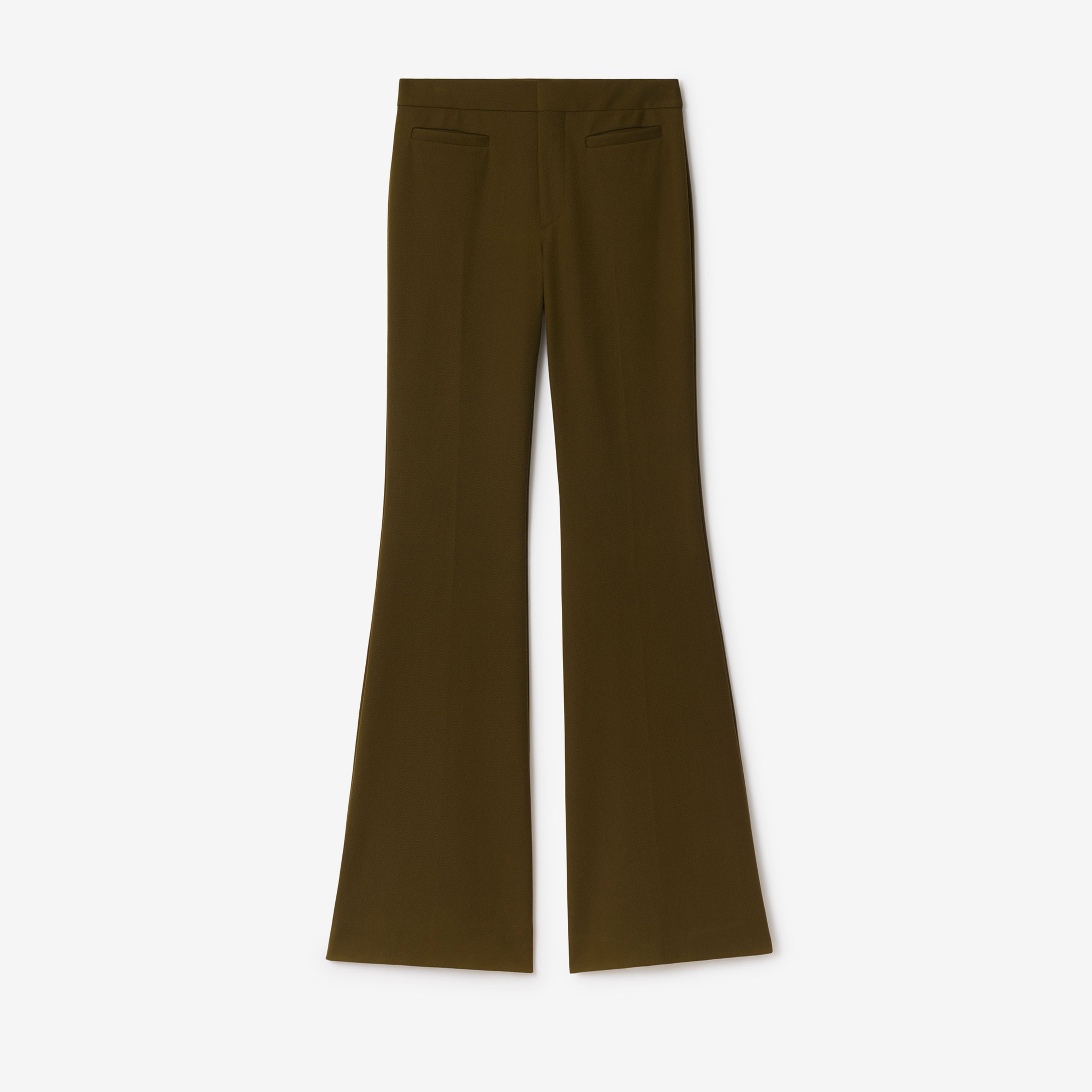 Burberry Nylon Wool Blend Tailored Kadın Haki Pantolon