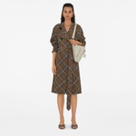 Burberry Ros Silk Blend Kadın Haki Elbise