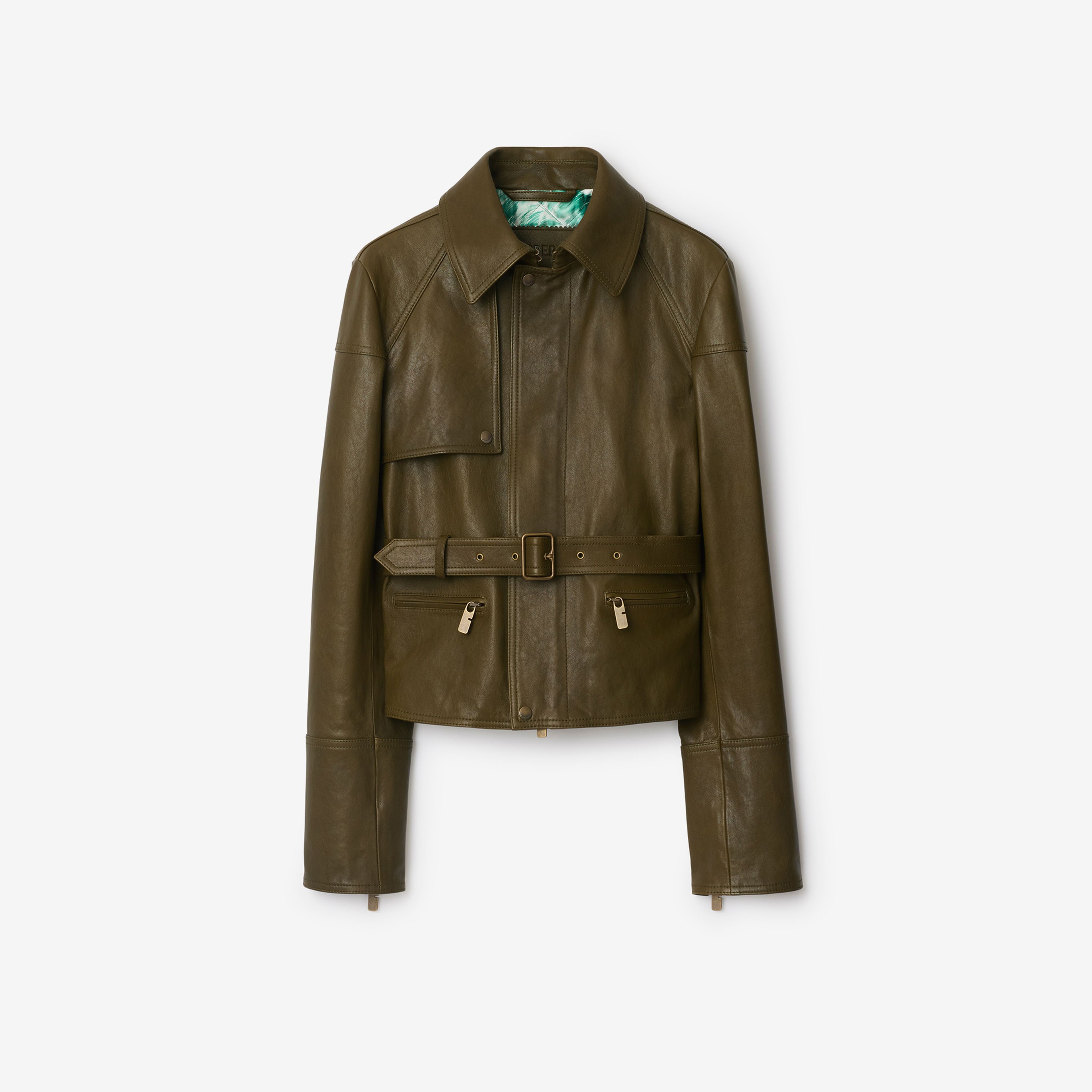 Burberry Mor Ed Leather Kadın Yeşil Mont