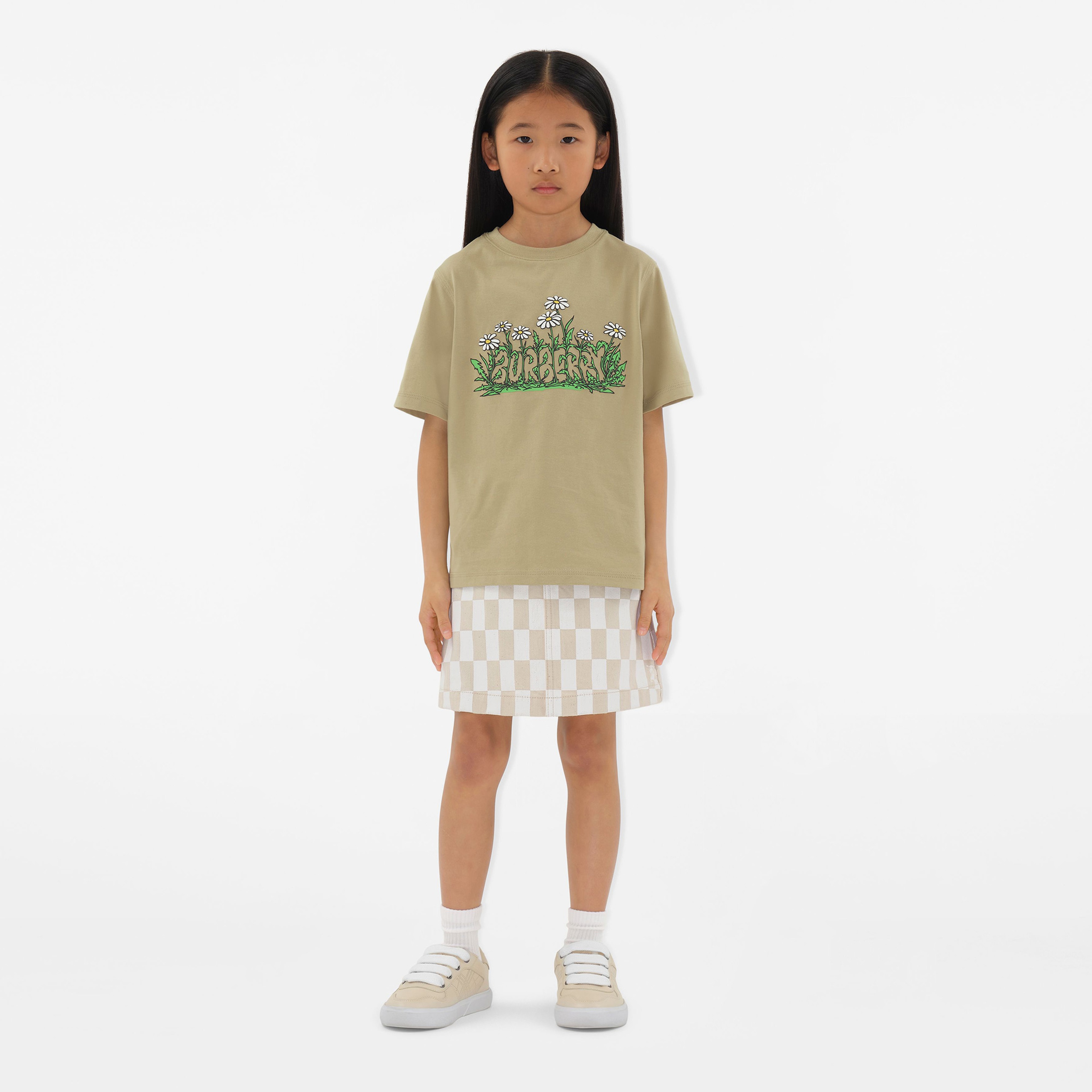 Burberry Cedar Bed Daisy Logo Cotton Çocuk Bej T-Shirt