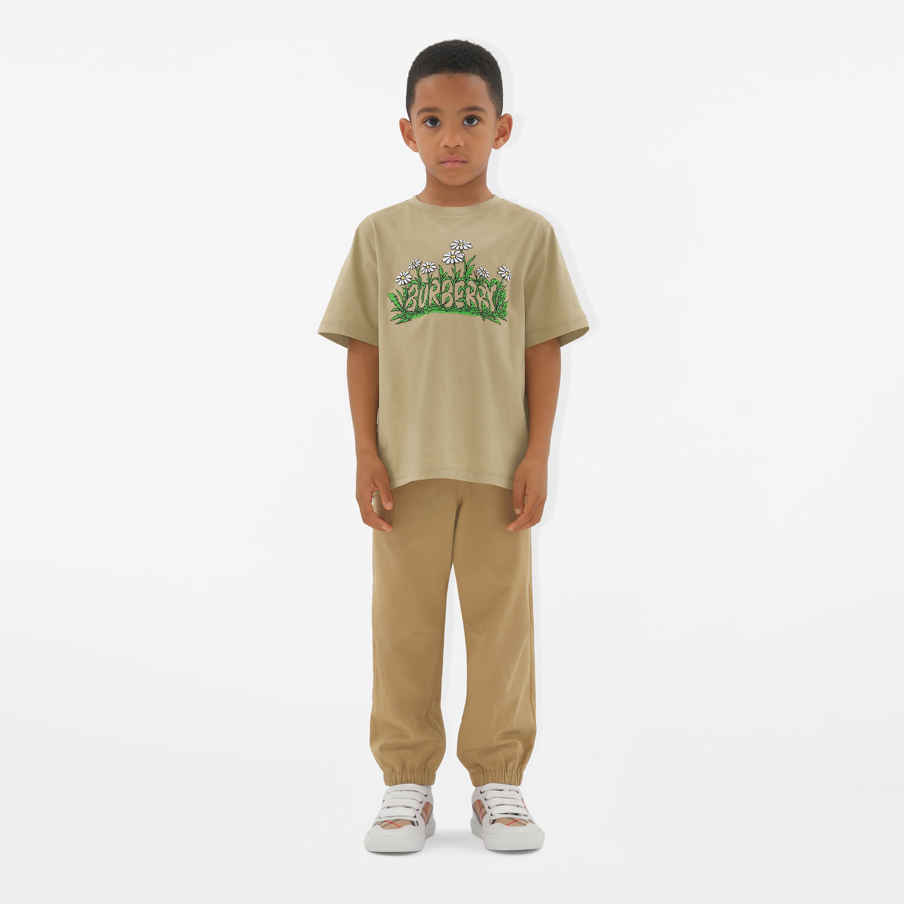 Burberry Cedar Bed Daisy Logo Cotton Çocuk Bej T-Shirt