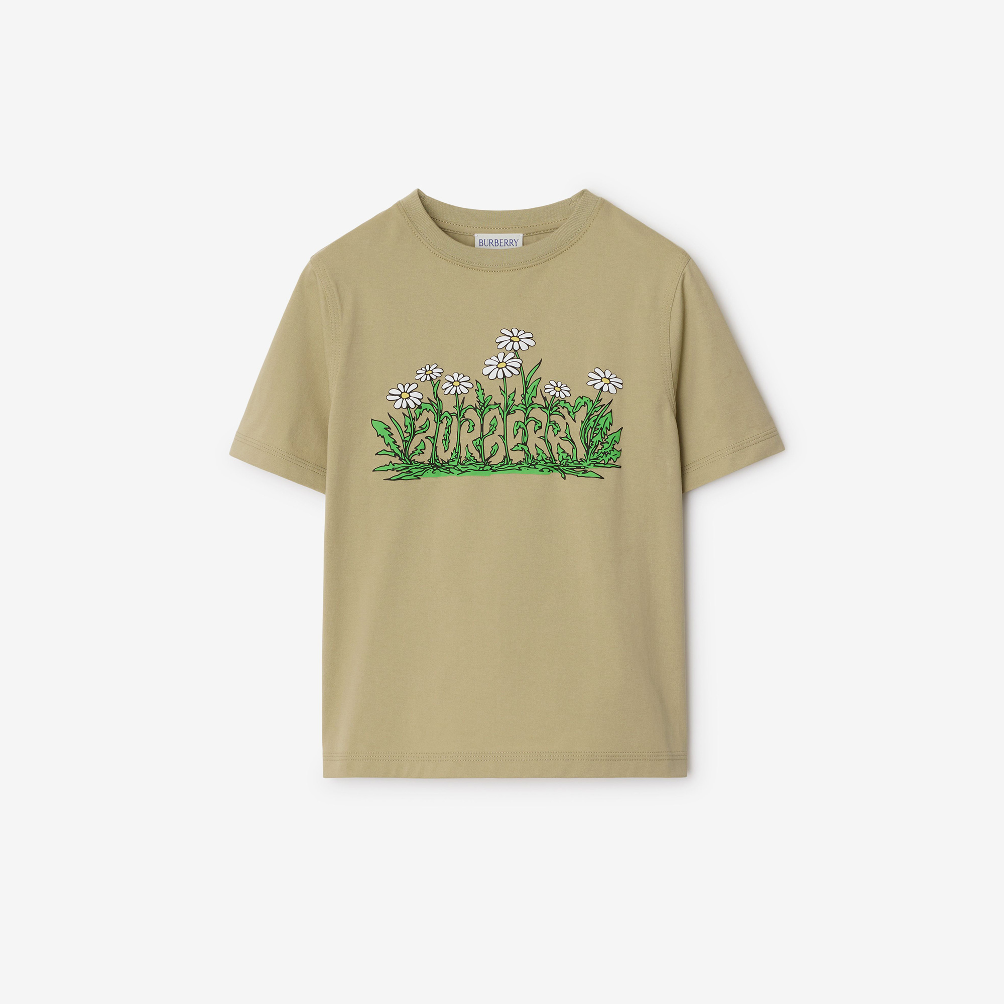 Burberry Cedar Bed Daisy Logo Cotton Çocuk Haki T-Shirt4