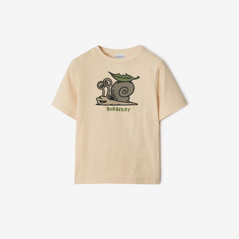 Burberry Cedar Snail Cotton Çocuk Krem T-Shirt