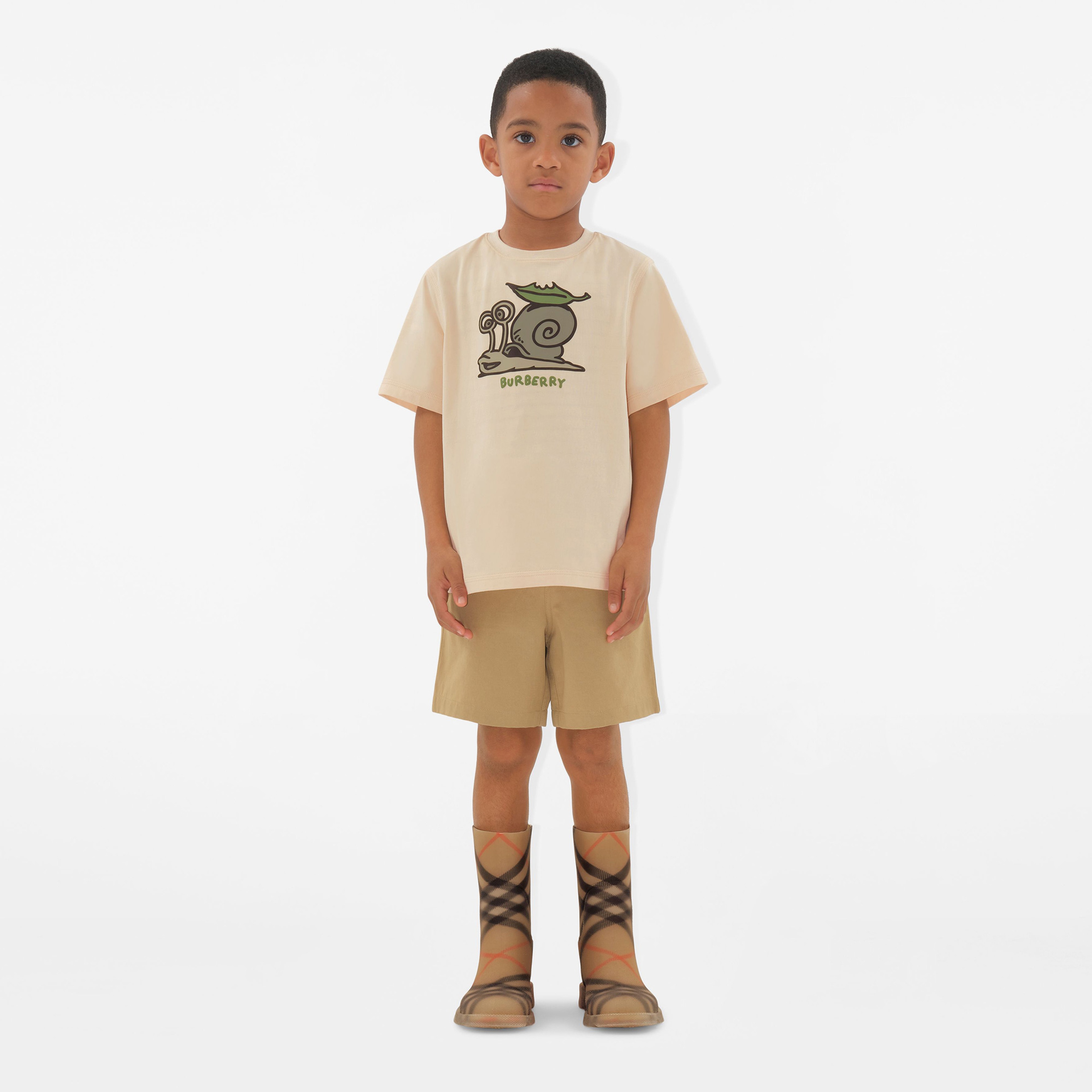 Burberry Cedar Snail Cotton Çocuk Krem T-Shirt