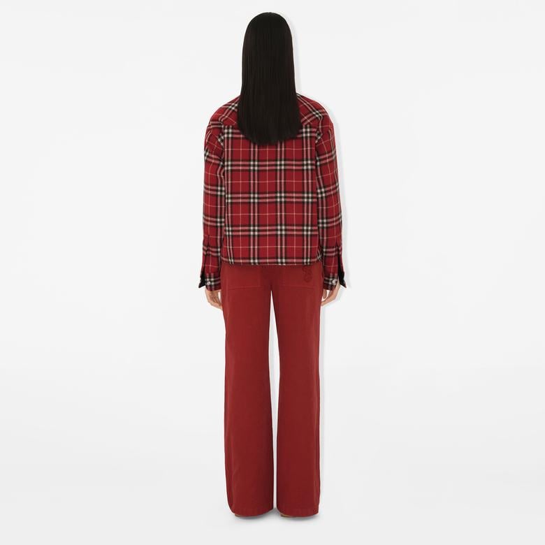 Burberry Lny25 Giu Wool Overshirt Kadın Kırmızı Mont