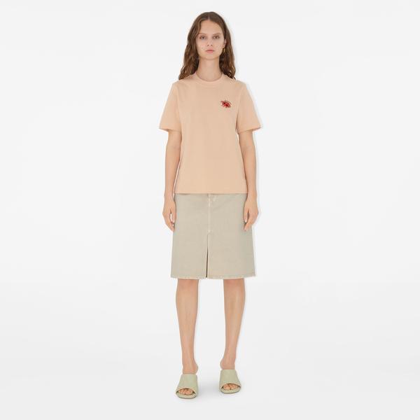 Burberry Sic Ladybug Cotton Kadın Krem T-Shirt