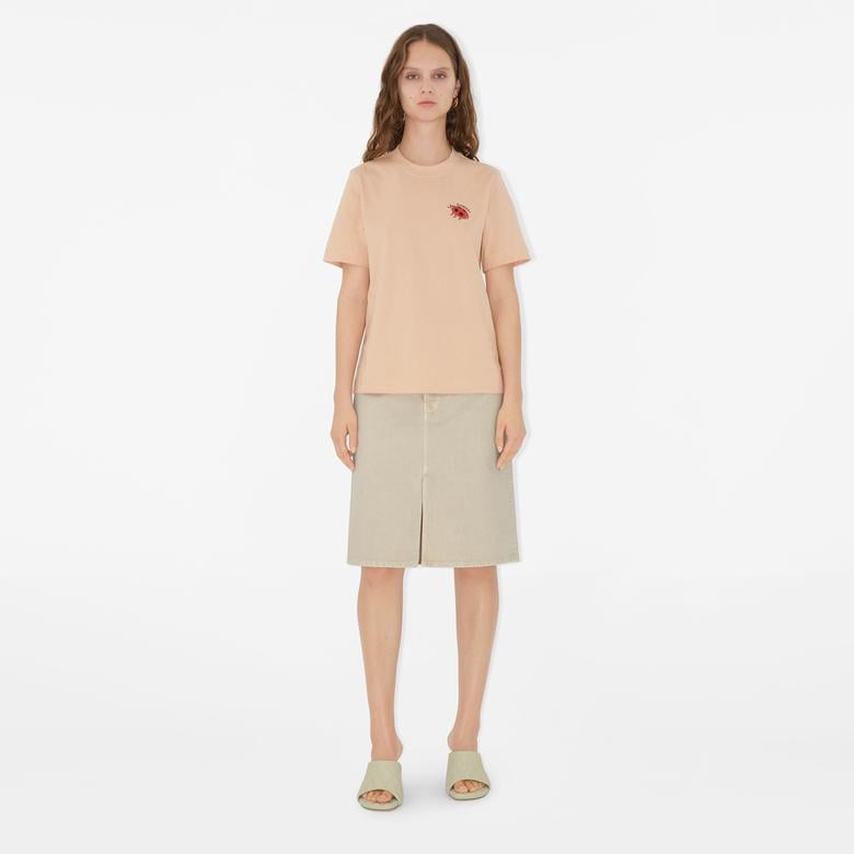 Burberry Sic Ladybug Cotton Kadın Krem T-Shirt